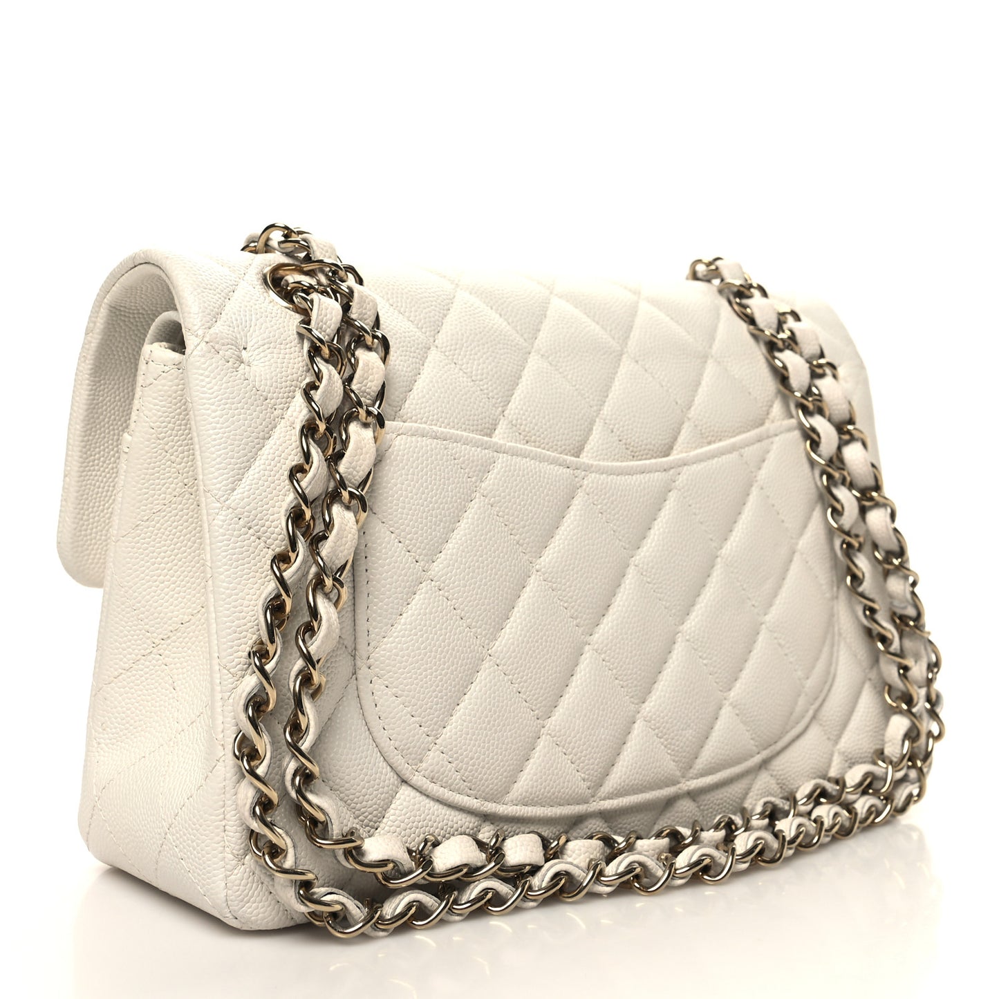 Caviar Quilted Small Double Flap White