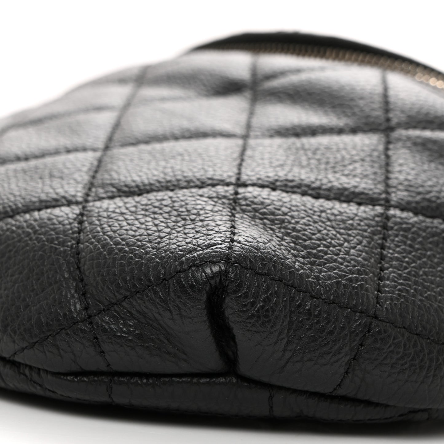 Grained Calfskin Quilted Waist Belt Bag Black
