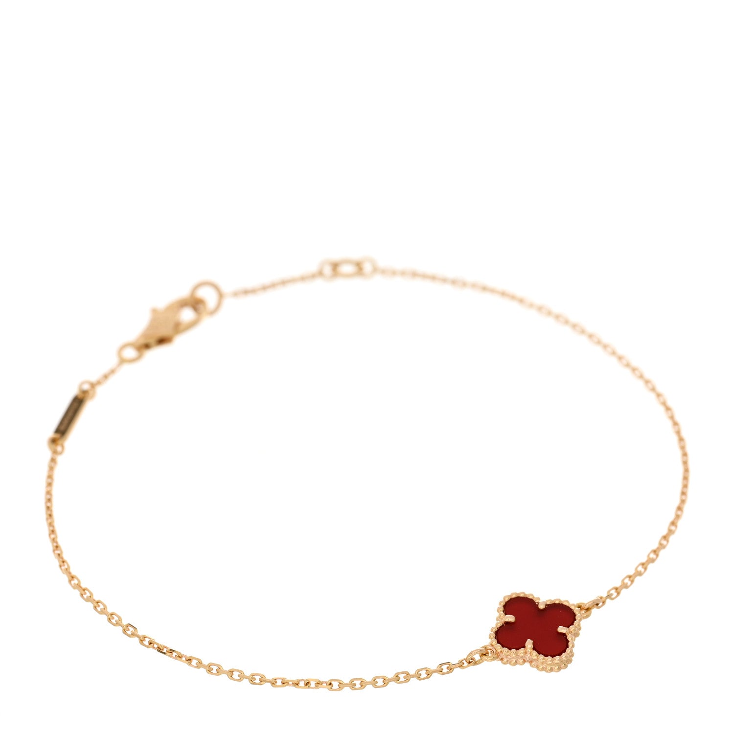 Van Cleef & Arpels 18K Rose Gold Carnelian Sweet Alhambra Bracelet 1 of 4
