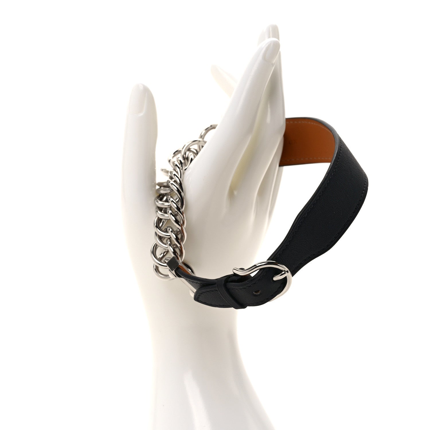 Hermes Swift Metal Gourmette Equestre Double Tour Bracelet T2 Black 2 of 7