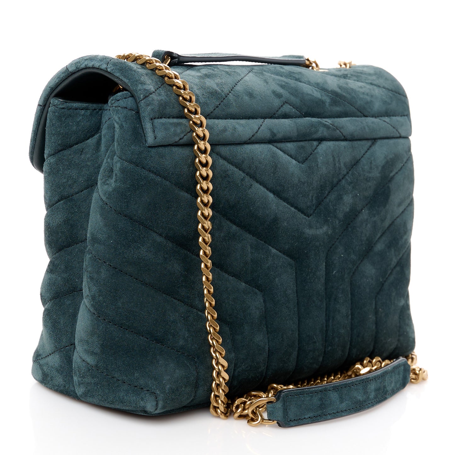 Suede Calfskin Y Quilted Monogram Small Loulou Chain Satchel Storm