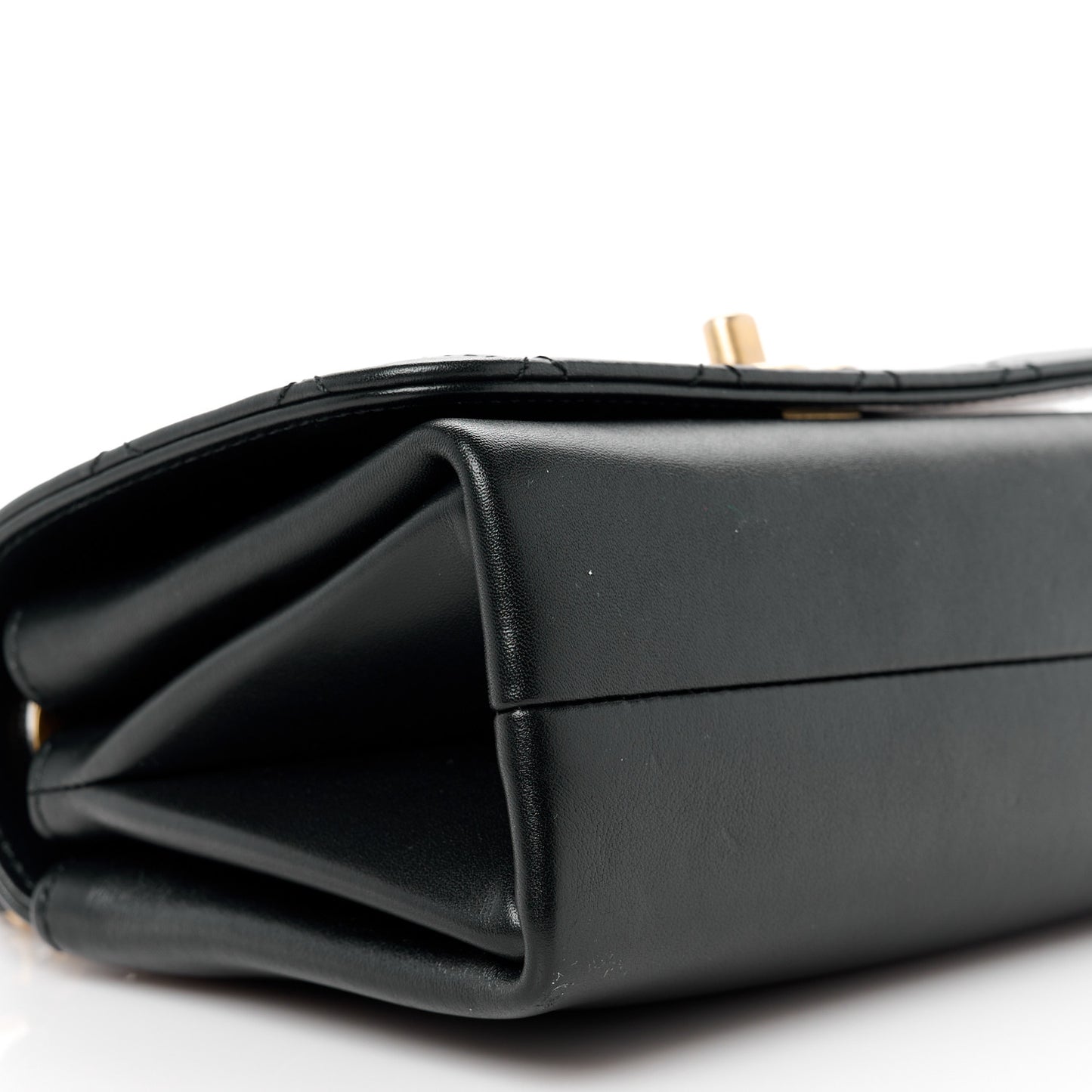 Calfskin Quilted Pearl Jewel Chain Flap Black