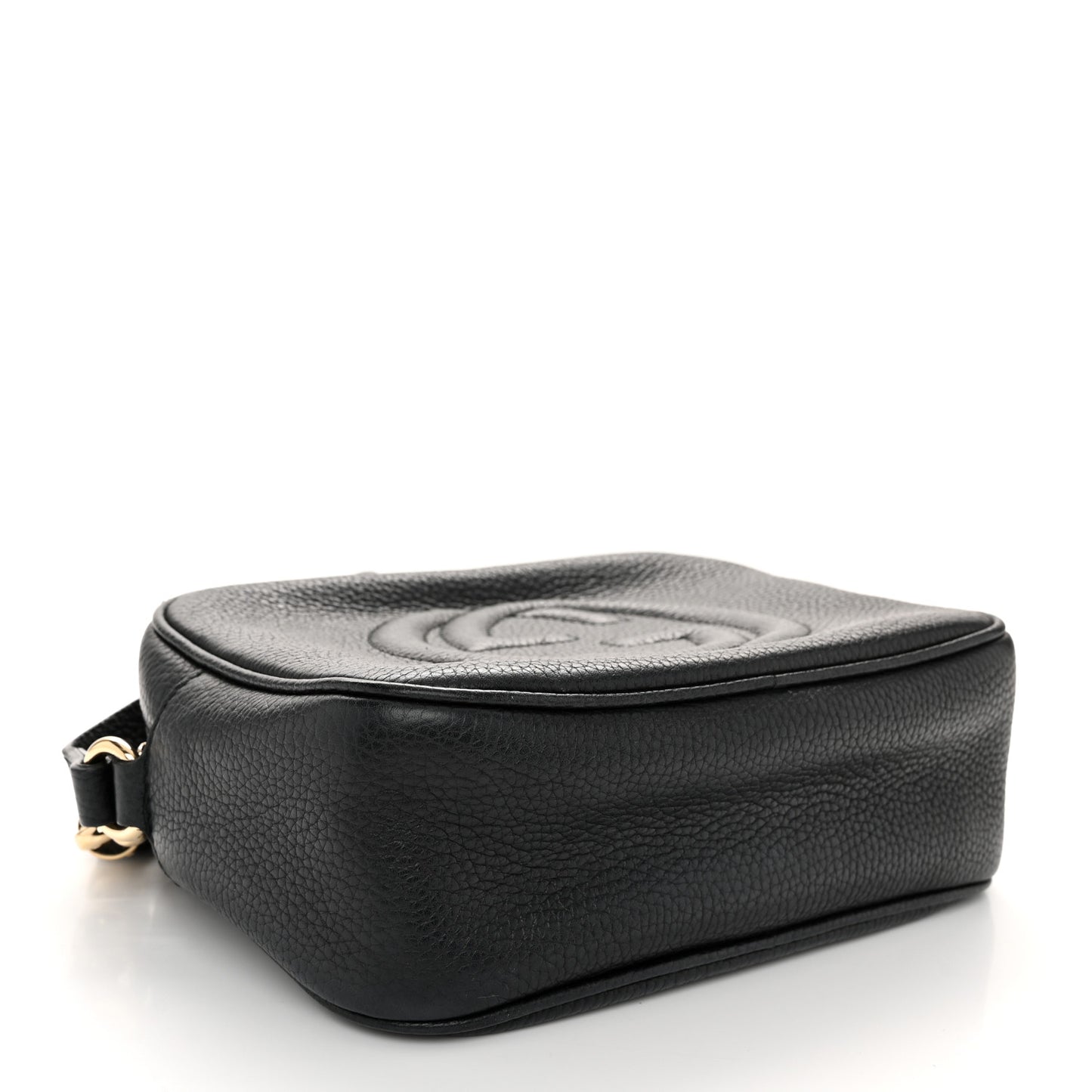 Pebbled Calfskin Small Soho Disco Bag Black