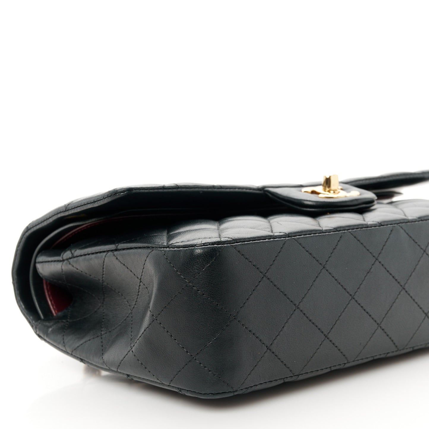Lambskin Quilted Medium Double Flap Black