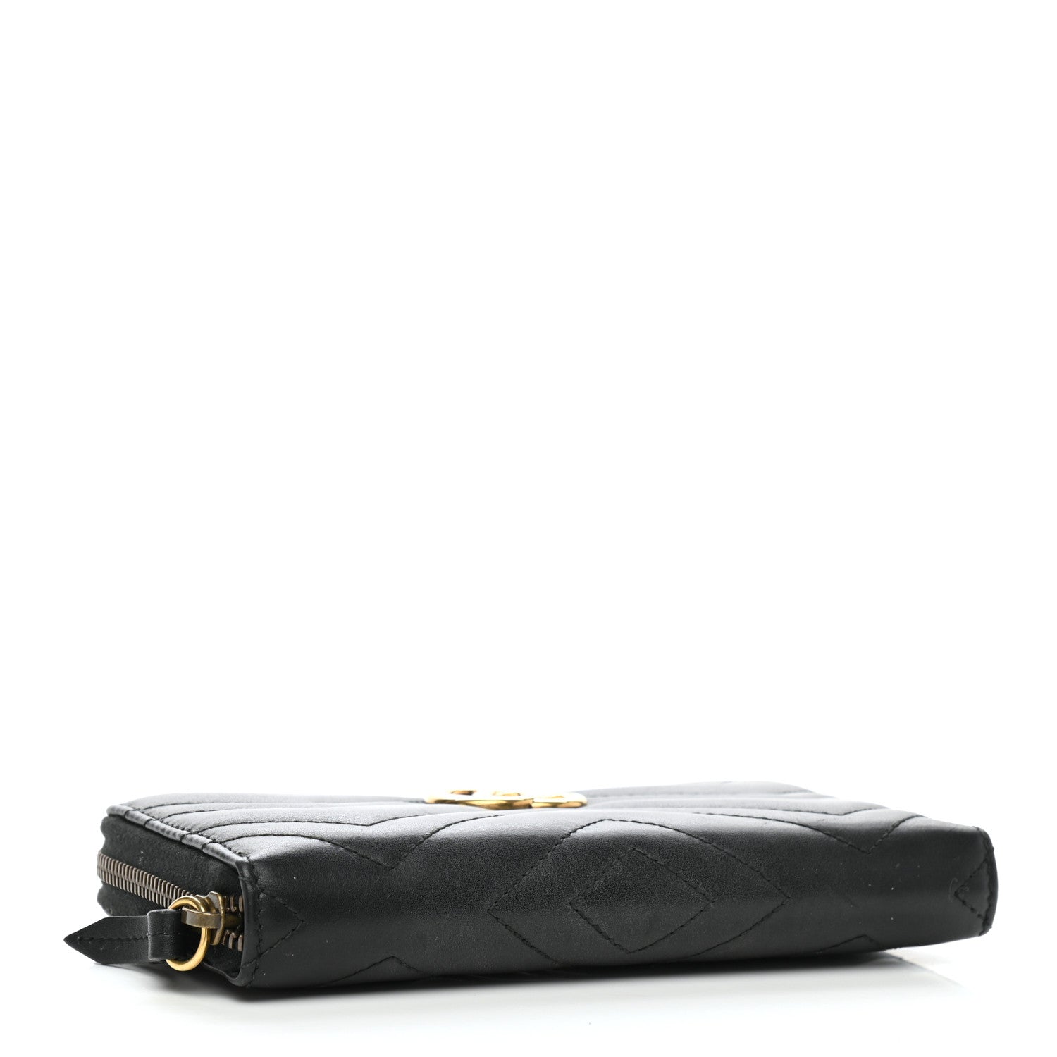 Gucci Calfskin Matelasse GG Marmont Zip Around Wallet Black 4 of 7