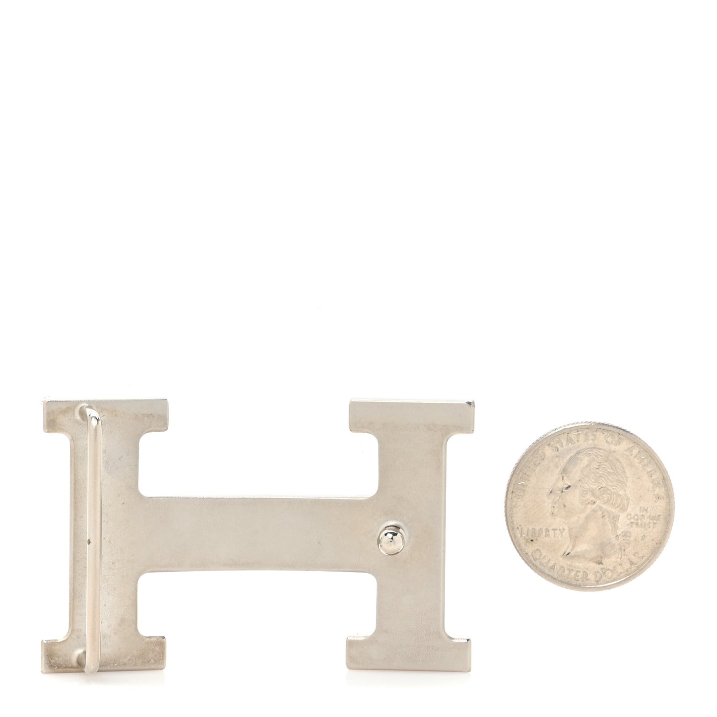 Polished Palladium 32mm H Belt Buckle Silver