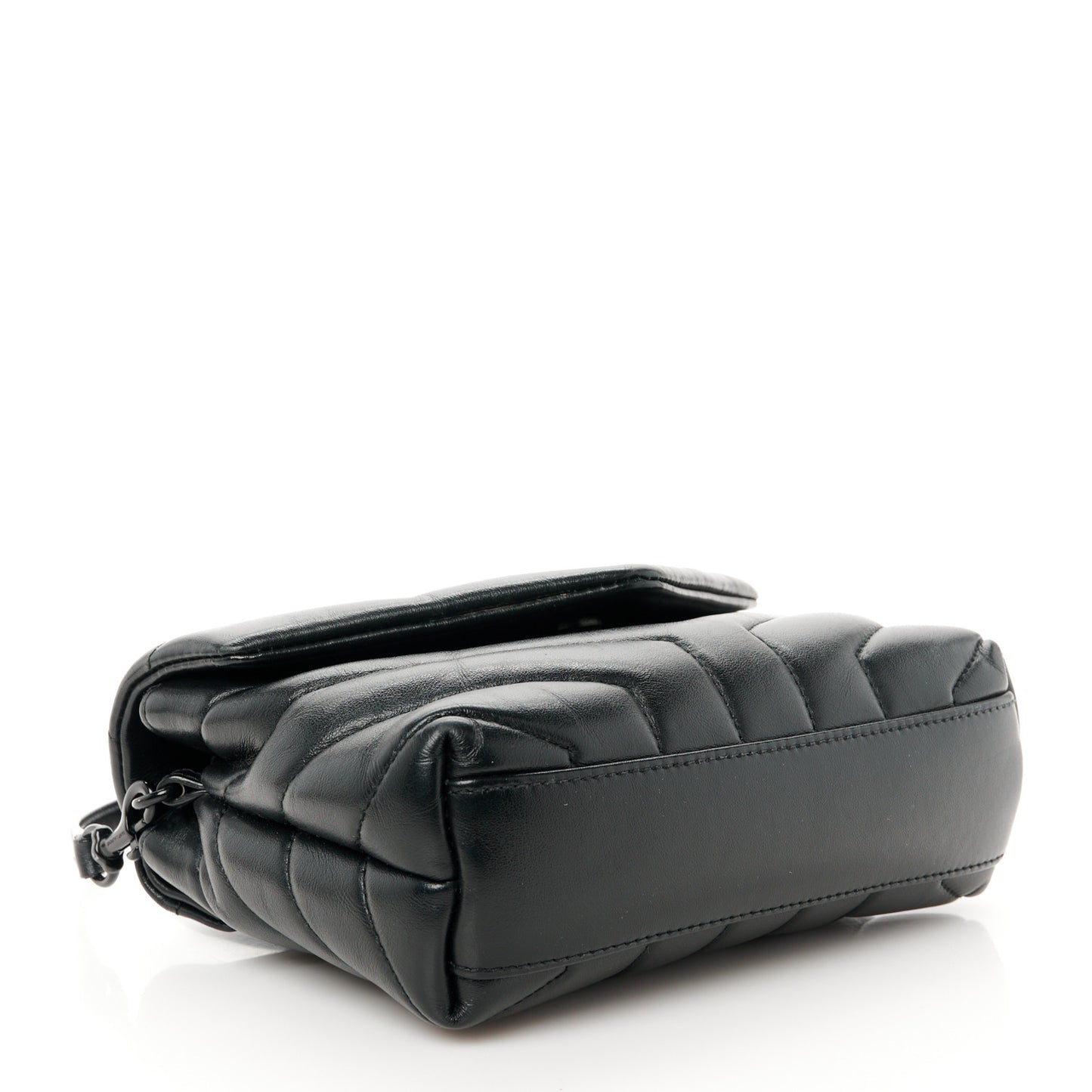 Calfskin Y Quilted Monogram Monochrome Toy Loulou Crossbody Bag Black