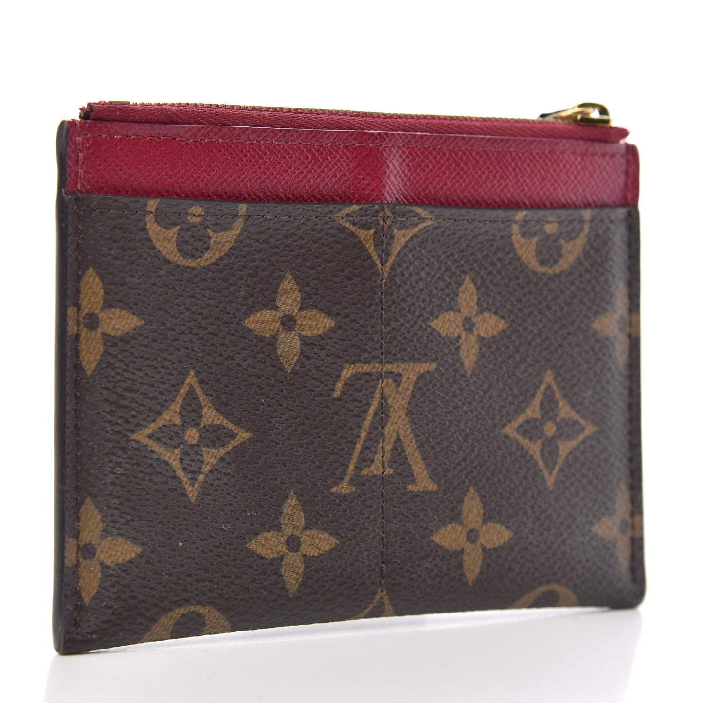 Monogram Zipped Card Holder Fuchsia