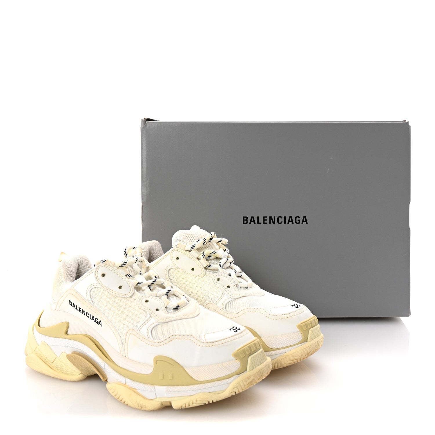 Balenciaga Fabric Mesh Womens Triple S Sneakers 38 White 10 of 10
