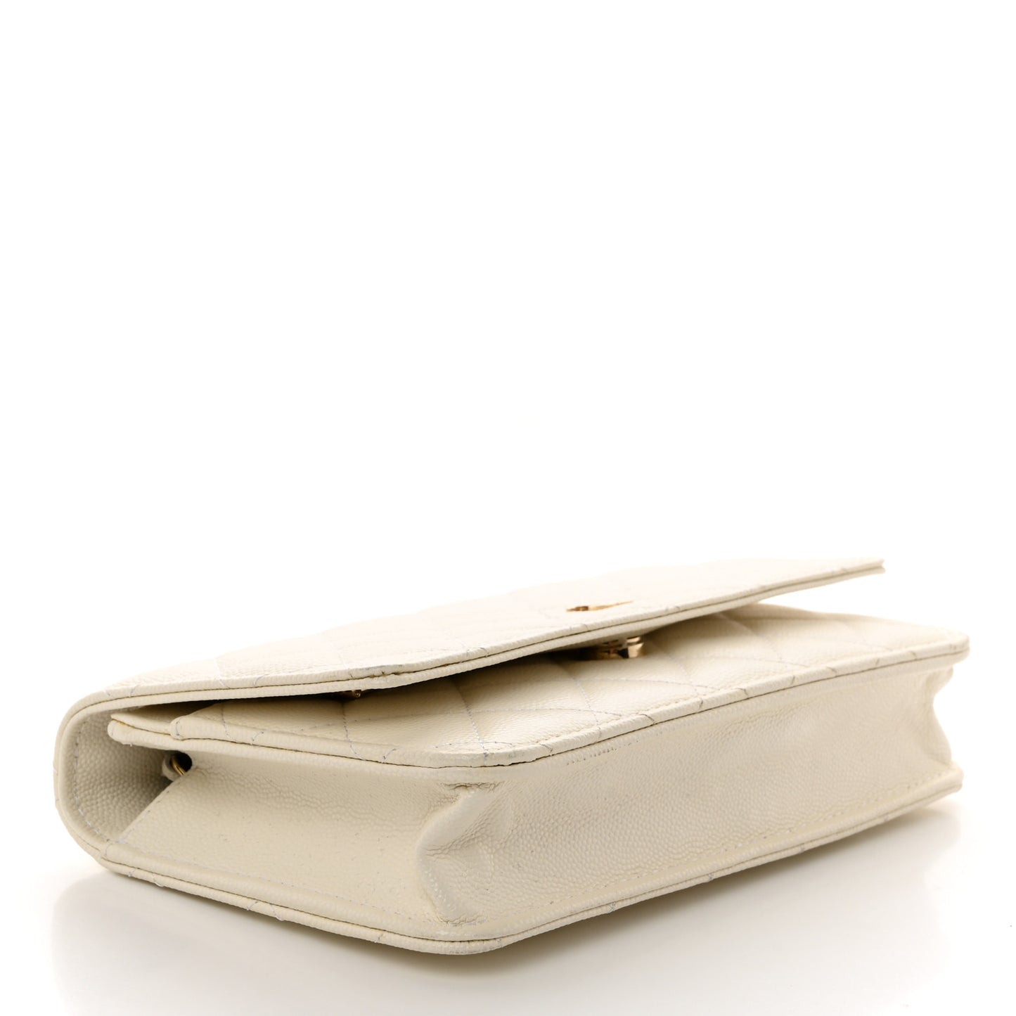 Caviar Quilted Wallet on Chain WOC White