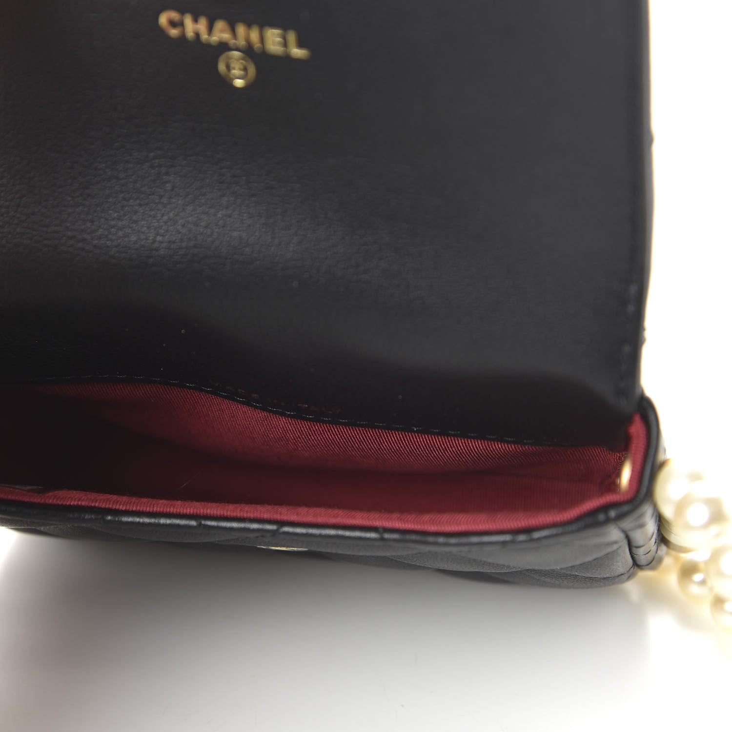 Chanel Calfskin Quilted About Pearls Card Holder Flap With Chain Black 5 of 12