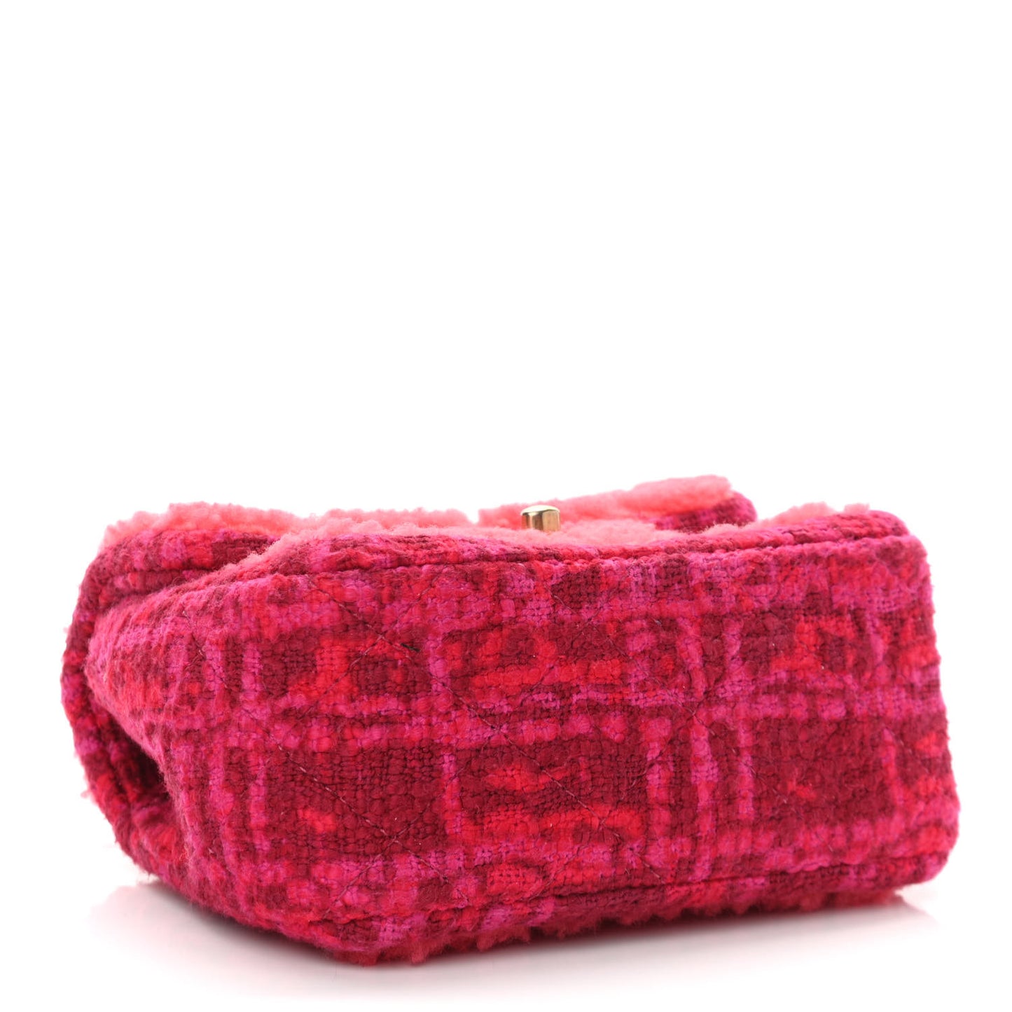 Shearling Tweed Quilted Mini Square Flap Bag Pink