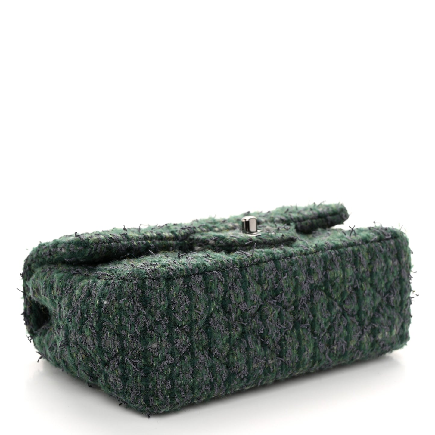 Wool Tweed Quilted Mini Rectangular Flap Green