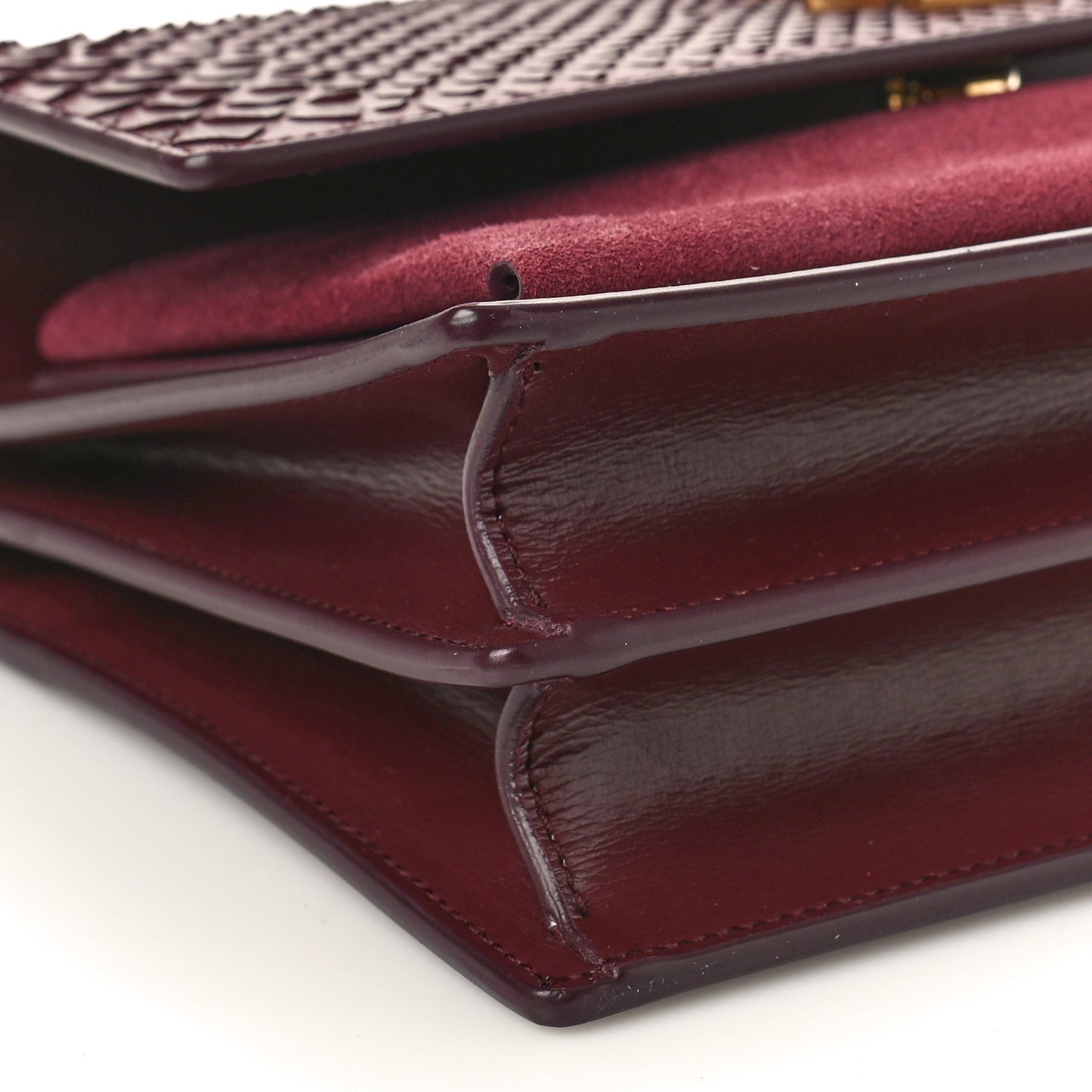 Calfskin Snakeskin Suede Medium Monogram Sunset Burgundy