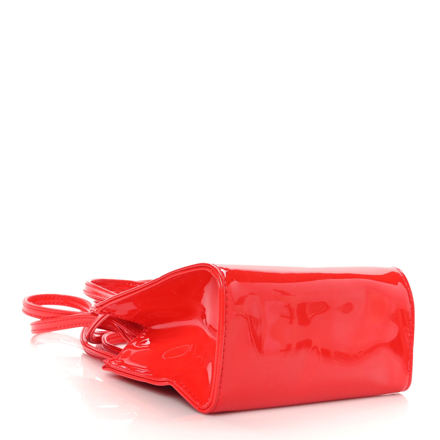 Patent Vegan Leather Small Shopping Bag Red