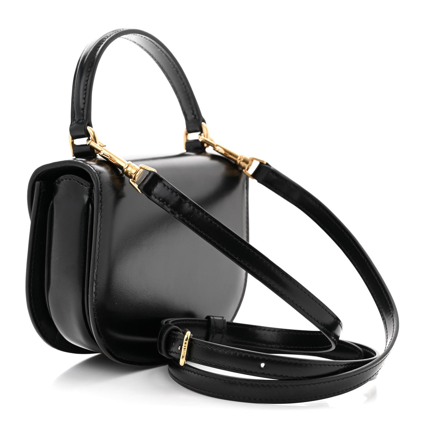 Shiny Calfskin Triomphe Mini Besace Clea Black