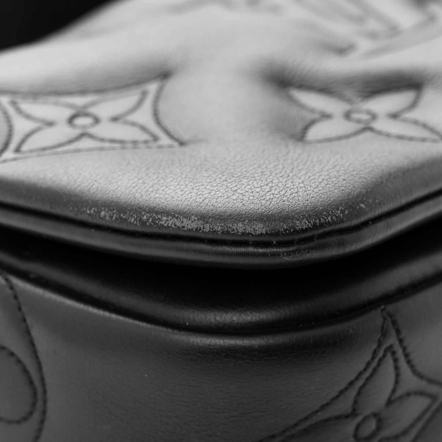 Calfskin Bubblegram Wallet On Strap Black