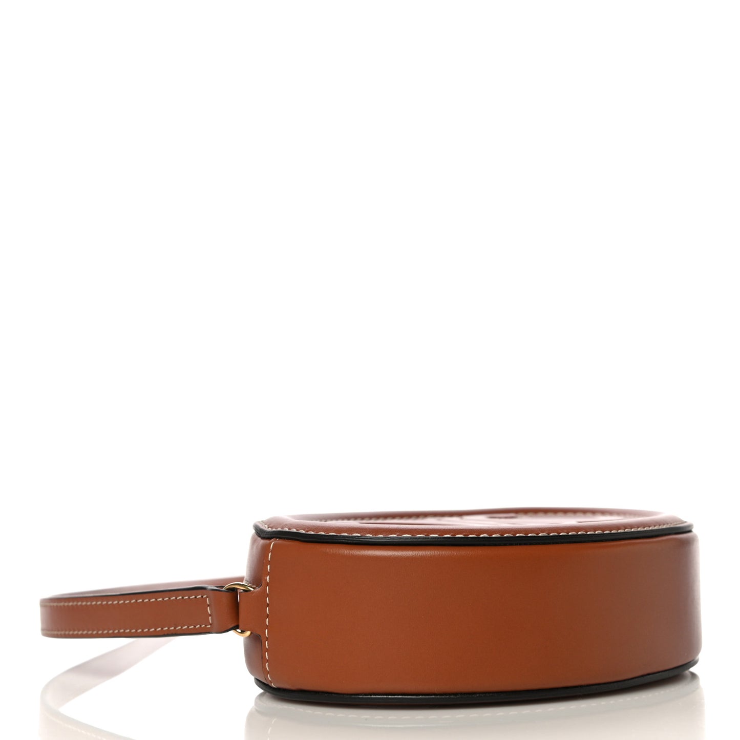 Smooth Calfskin Cuir Small Triomphe Oval Crossbody Purse Tan