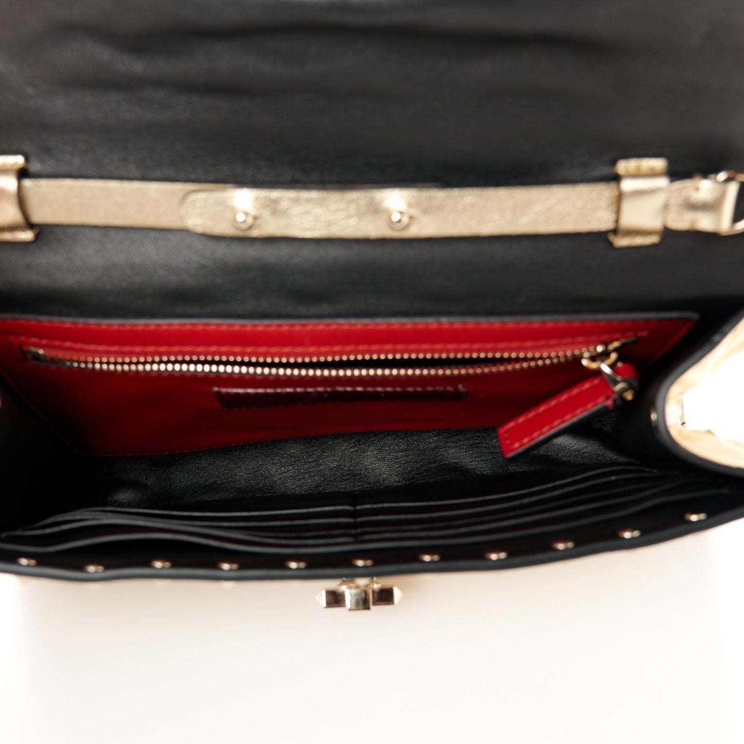 Metallic Nappa Rockstud Spike Wallet on Chain