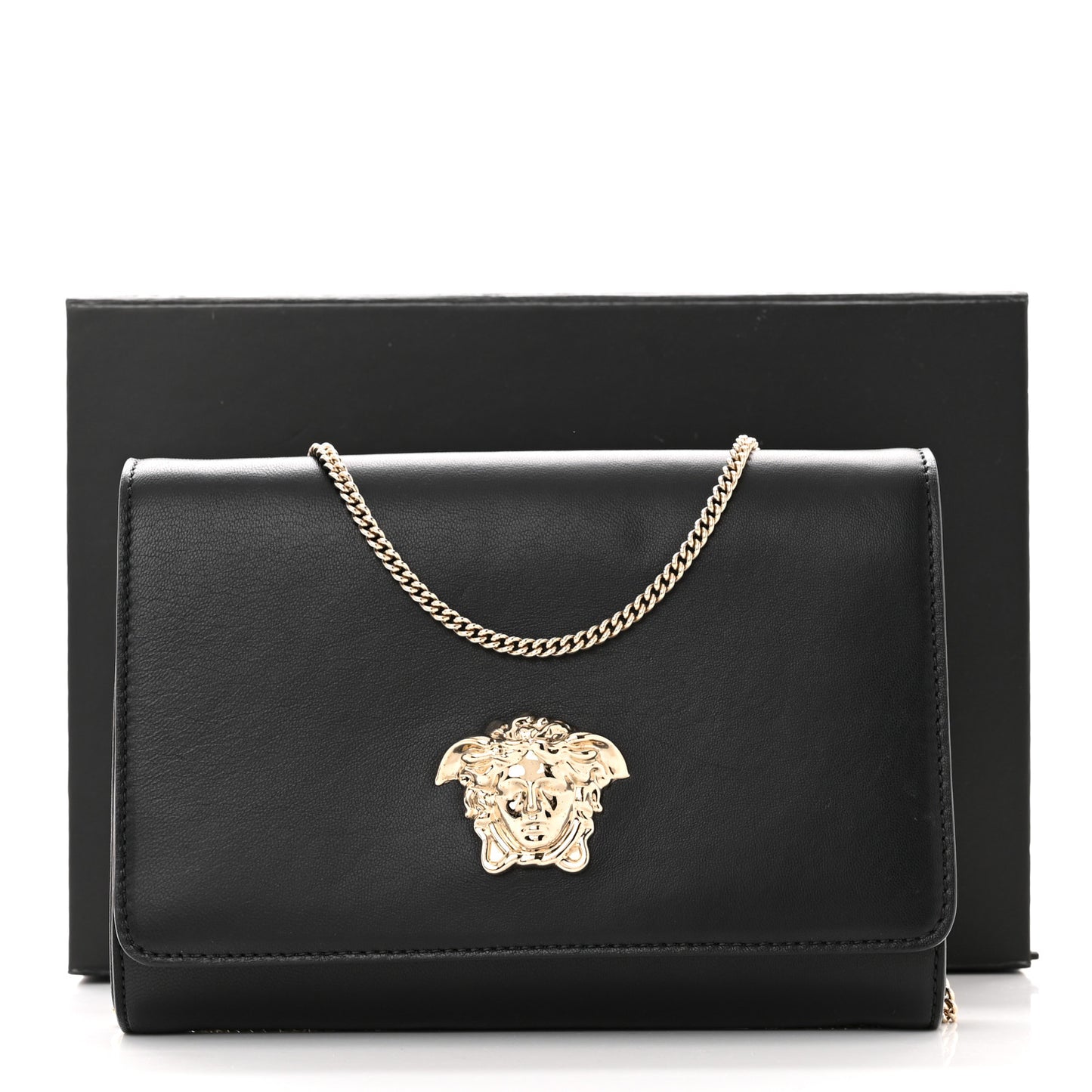 Vitello Palazzo Medusa Evening Clutch Bag Black
