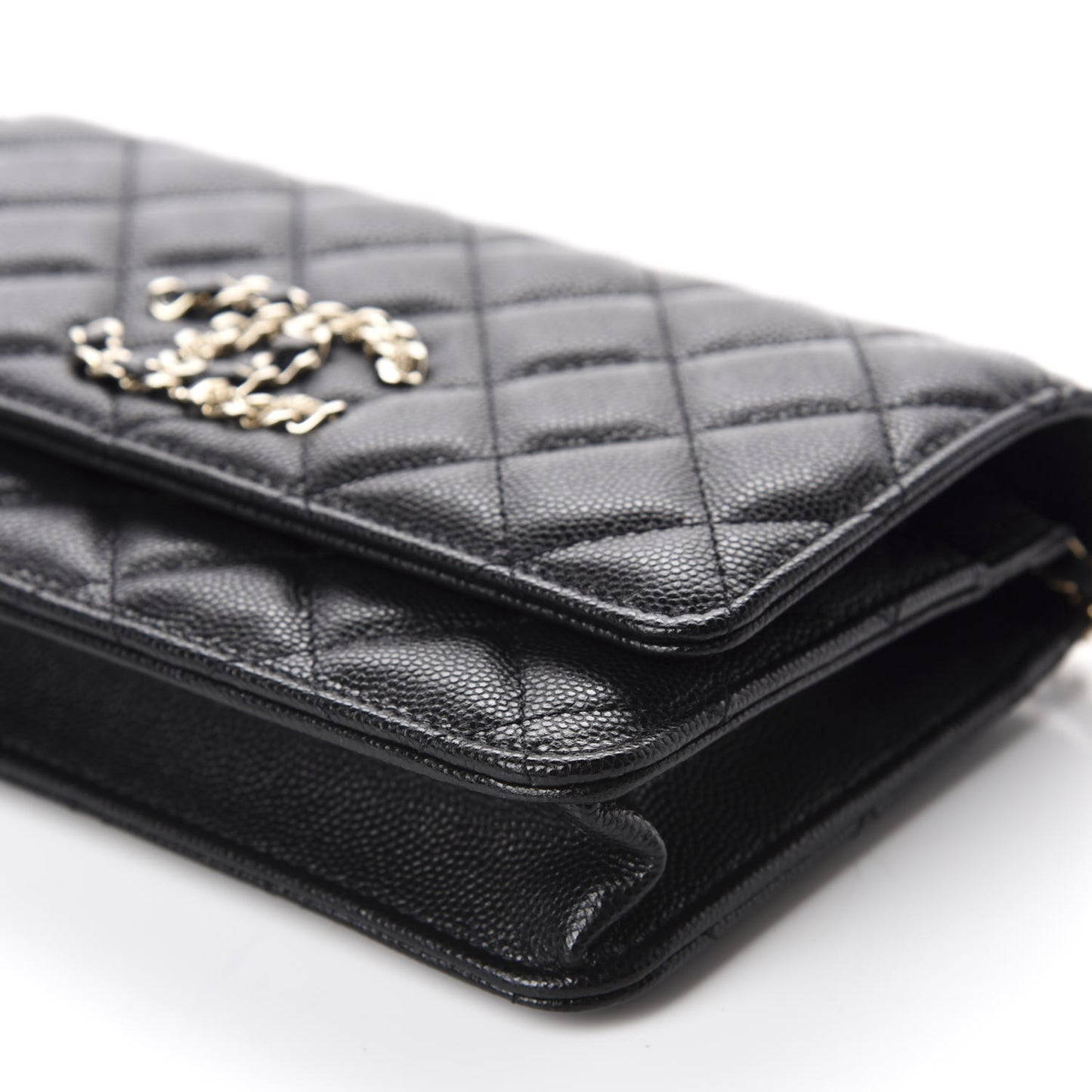 Caviar Quilted French New Wave Chain CC Wallet On Chain WOC Black