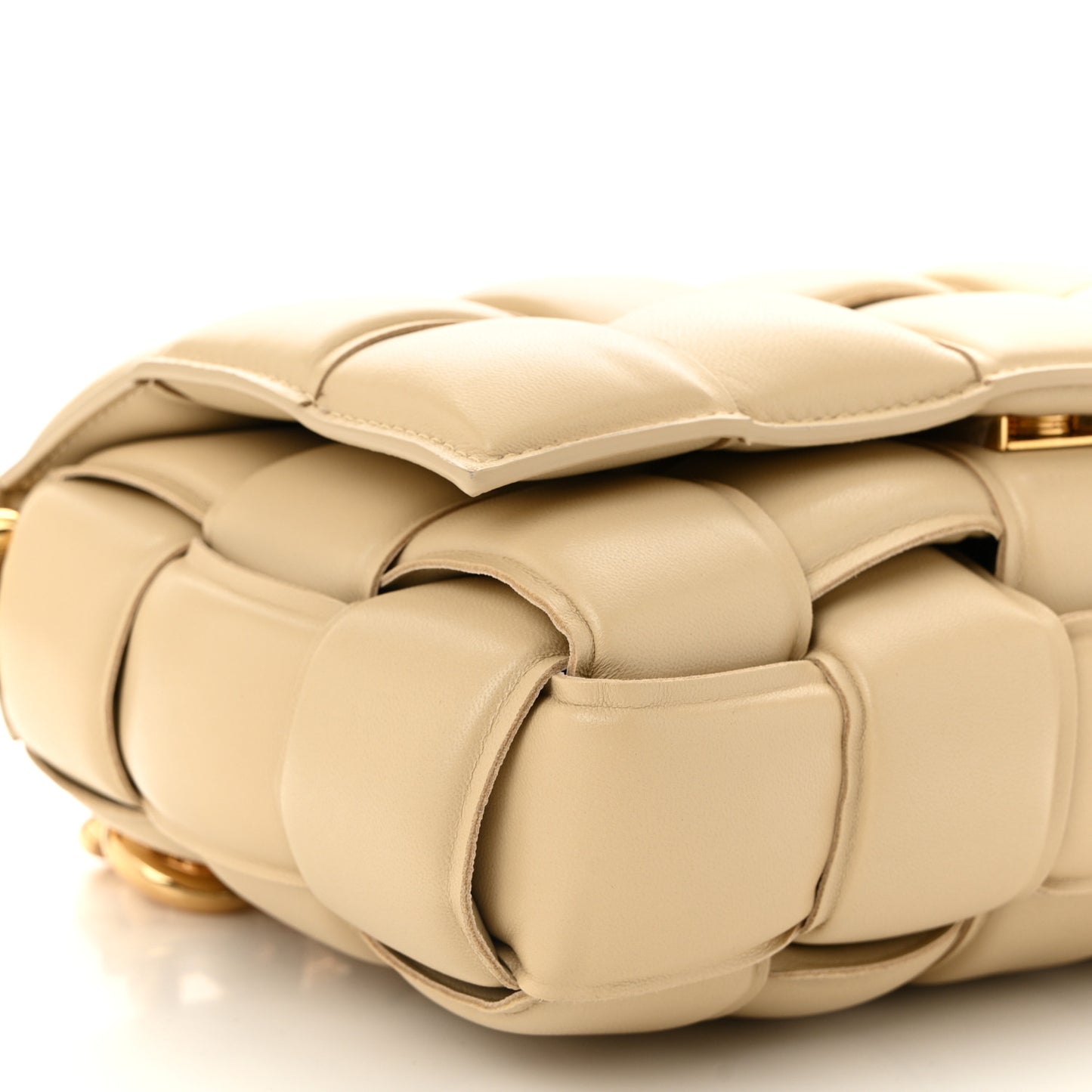 Lambskin Maxi Intreccio Padded Chain Cassette Crossbody Bag Porridge