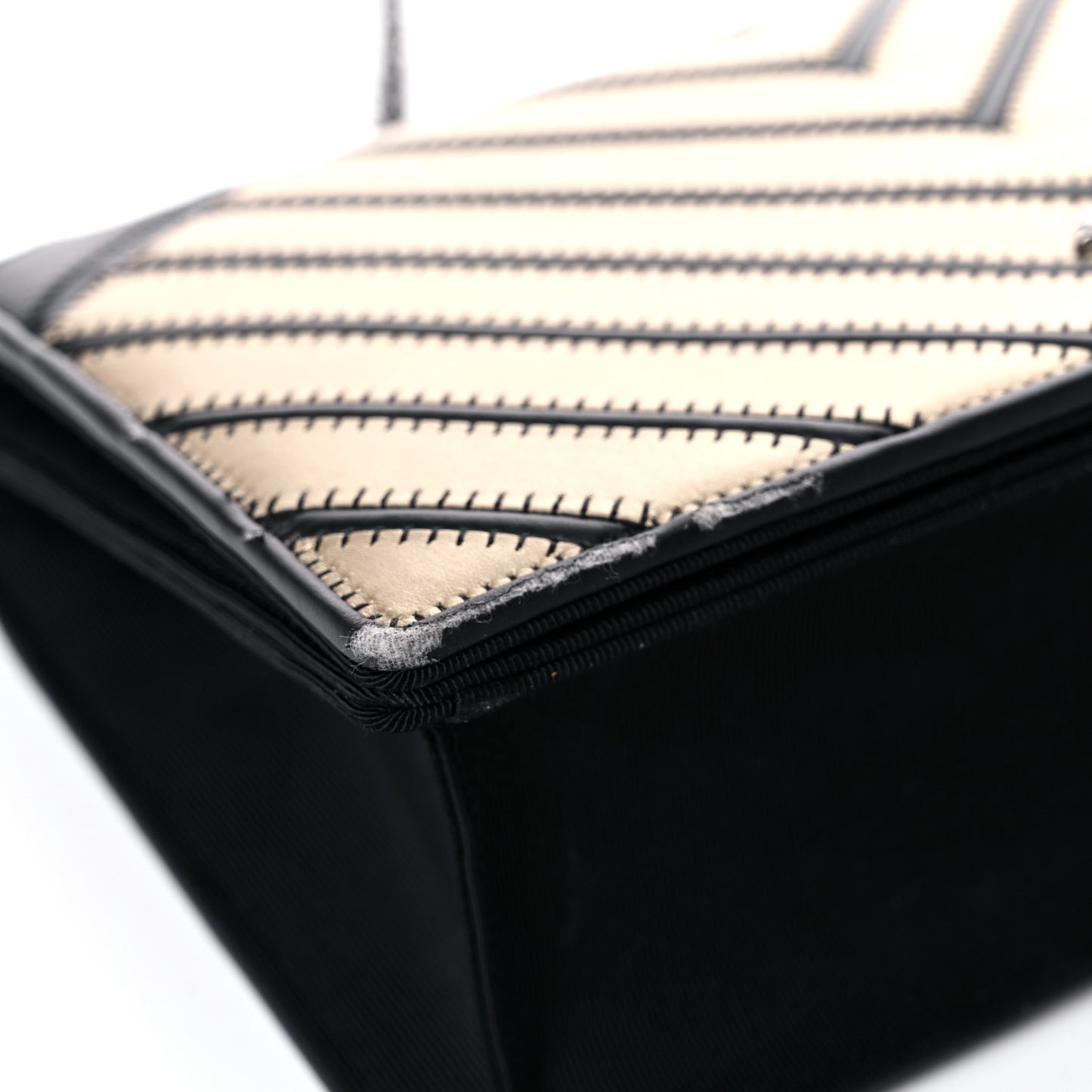 Grosgrain Chevron Quilted Couture Flap Black Gold