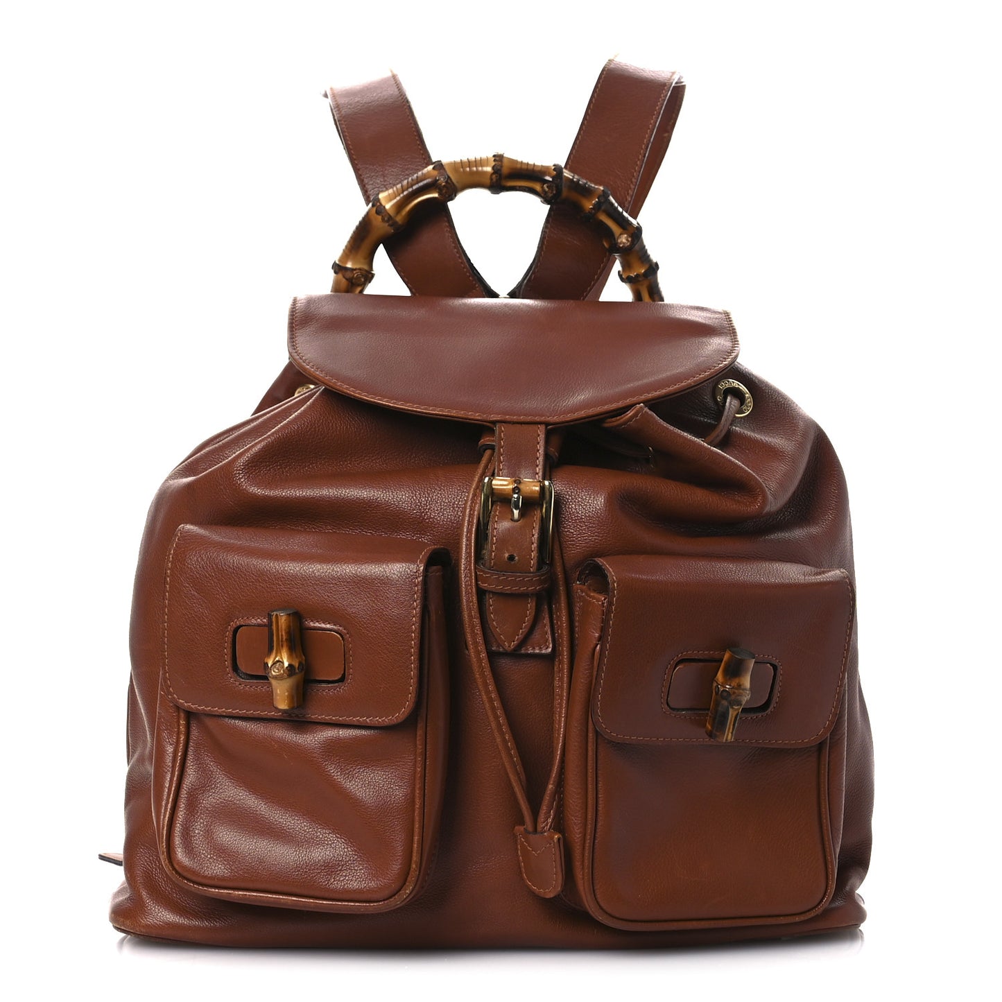 Calfskin Bamboo Backpack Brown