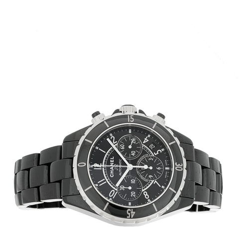 Stainless Steel Ceramic 41mm J12 Chronograph Automatic Watch Black