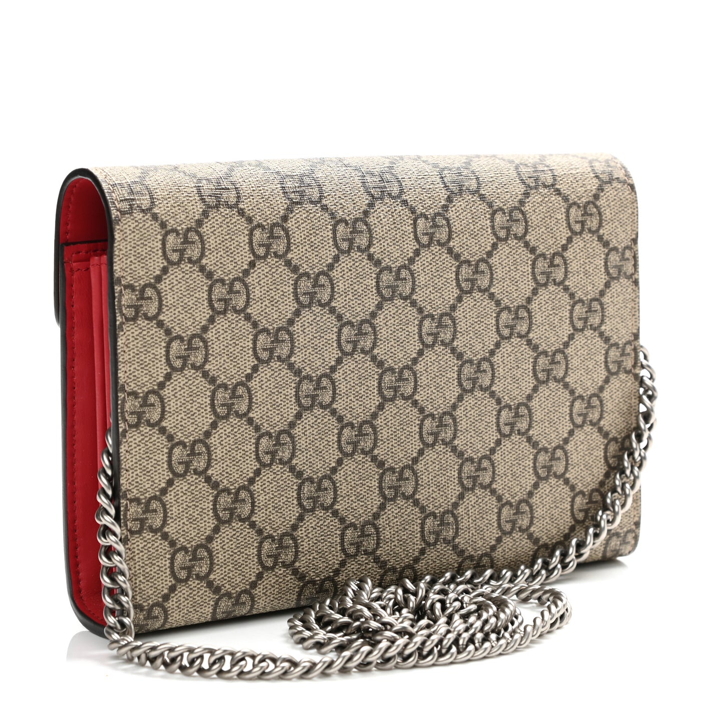 GG Supreme Monogram Mini Dionysus Chain Wallet Beige Vulcanic Red