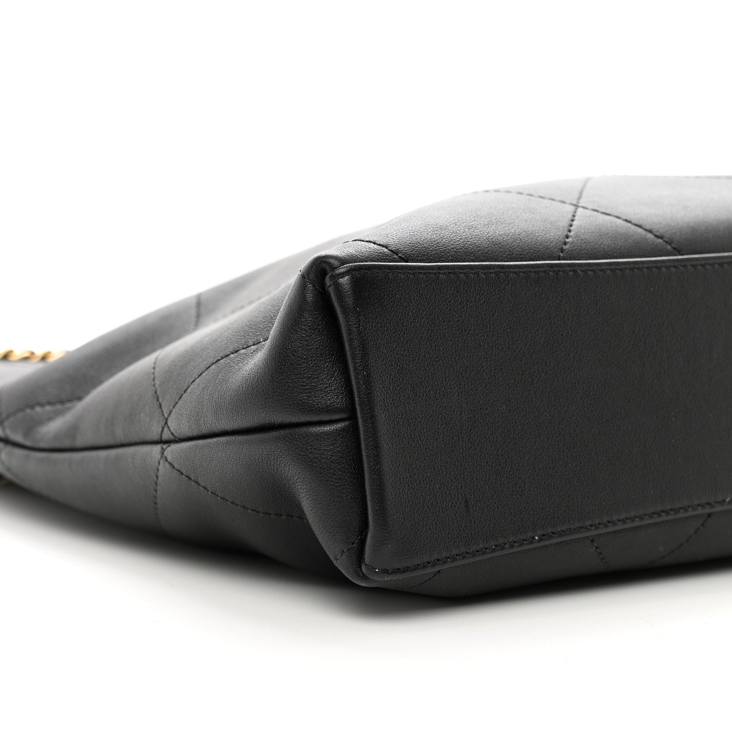 Calfskin Stitched Small Shopping Tote Black