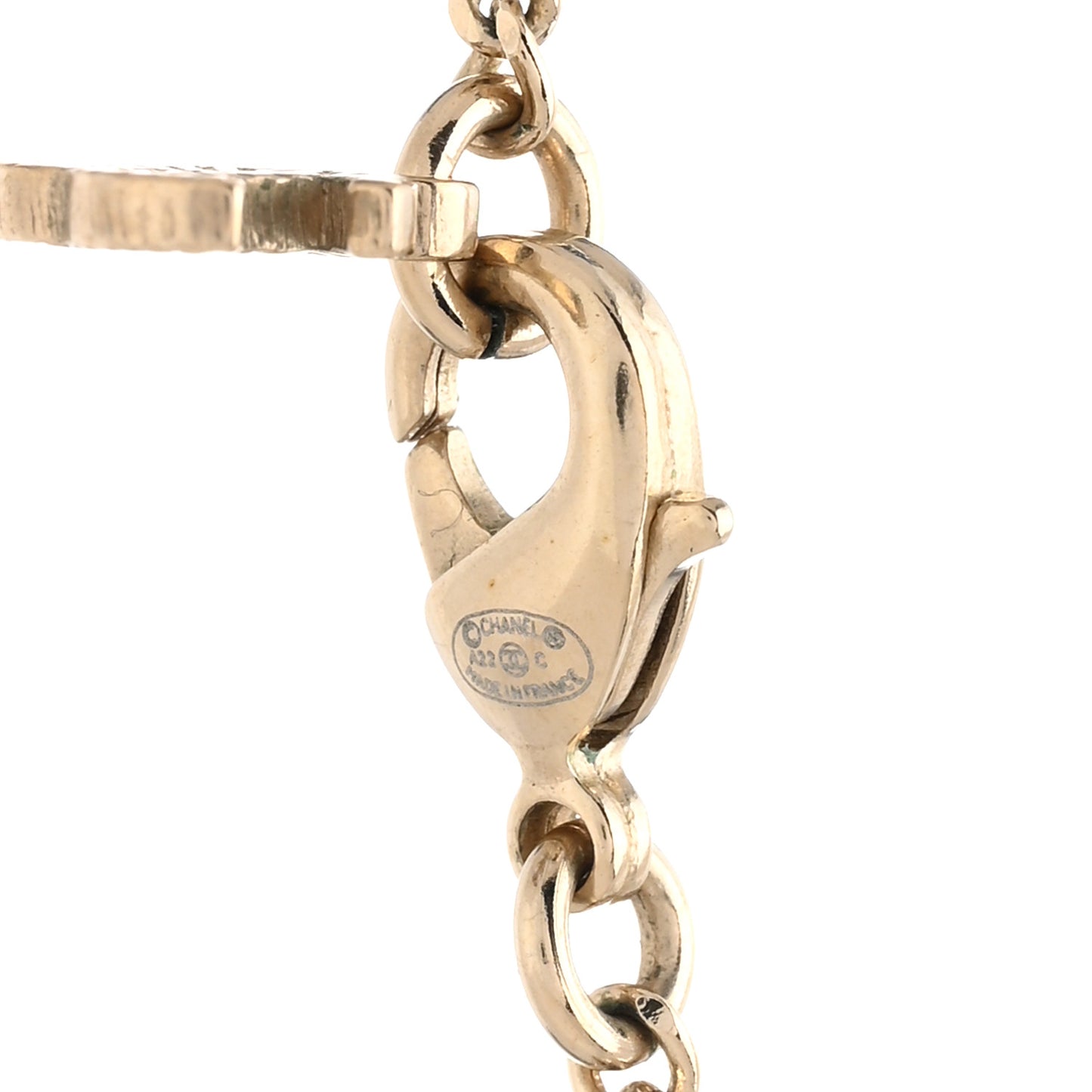 Baguette Crystal Logo CC Chain Necklace Gold
