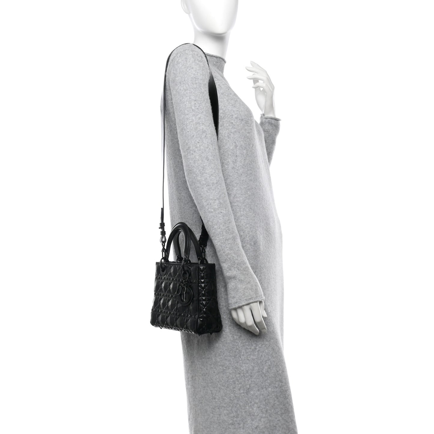 Calfskin Cannage Diamond Small My ABCDior Lady Dior Black