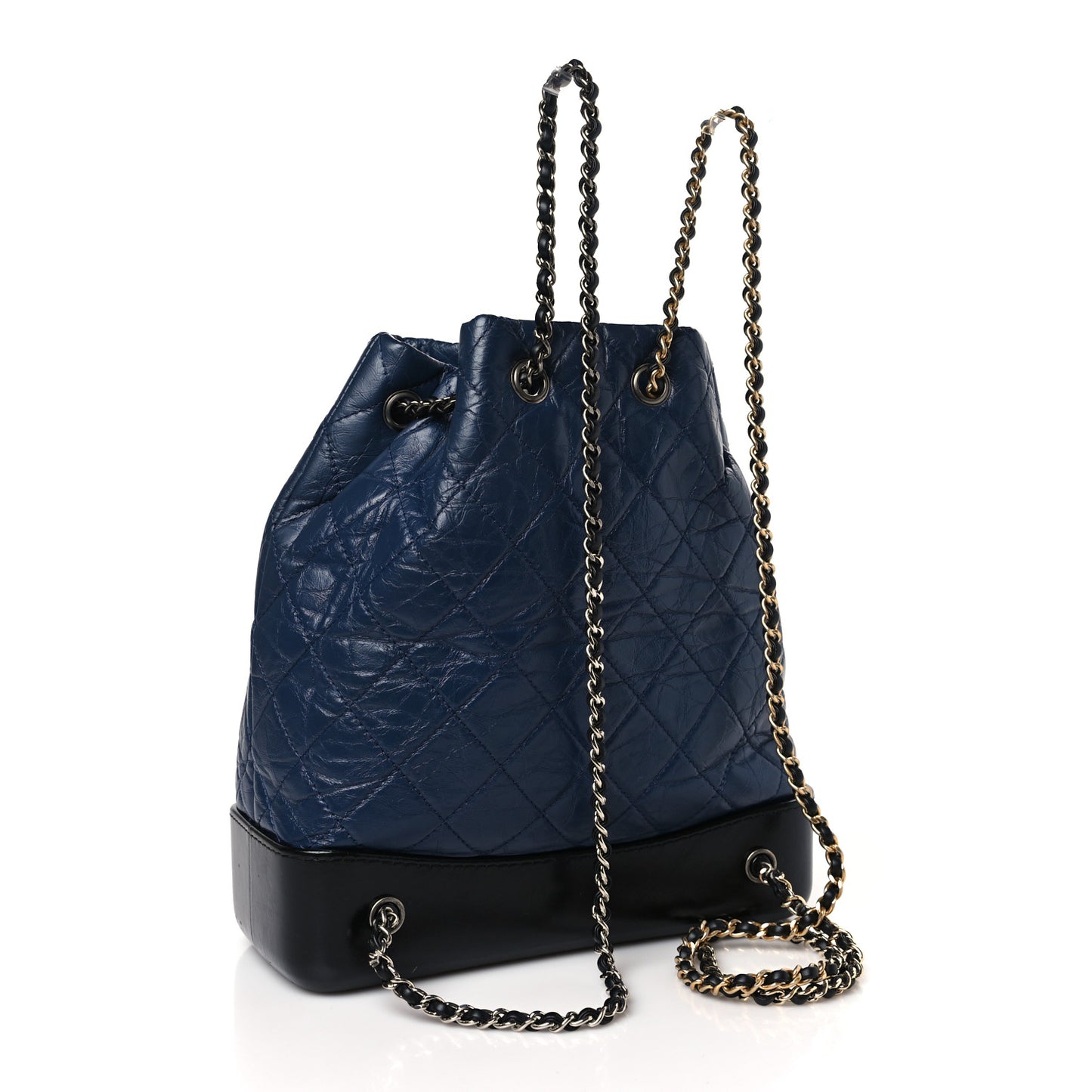 Aged Calfskin Quilted Gabrielle Backpack Navy Black