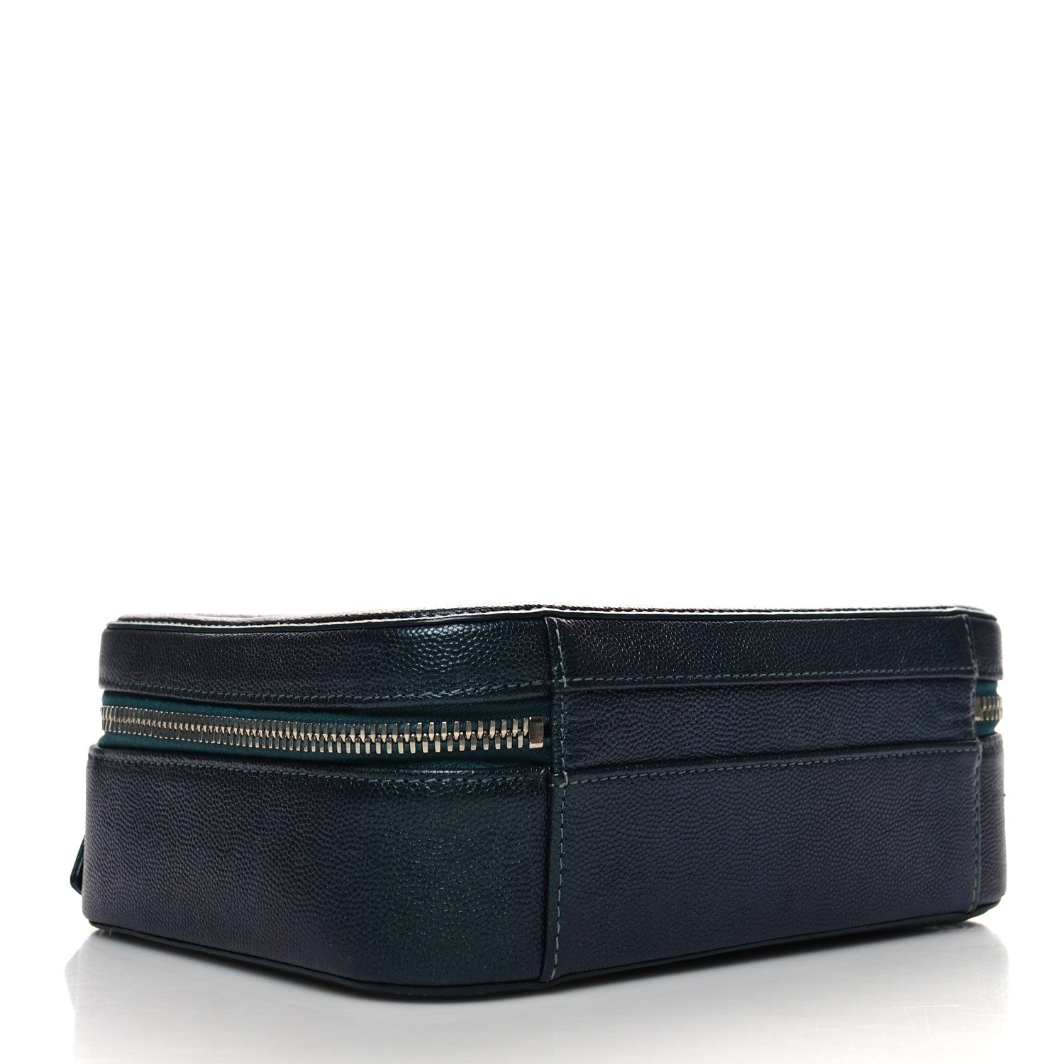Chanel Iridescent Caviar Quilted Medium CC Filigree Vanity Case Dark Turquoise 4 of 11