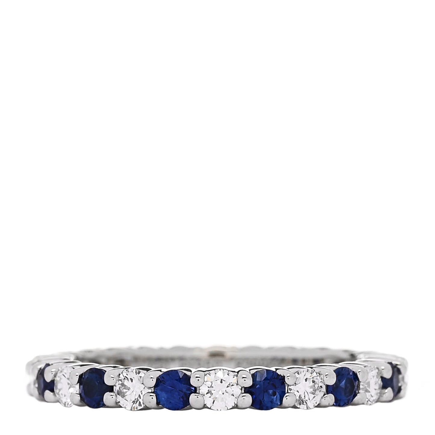 Platinum Diamond Blue Sapphire Eternity Wedding Band Ring 53 6.5