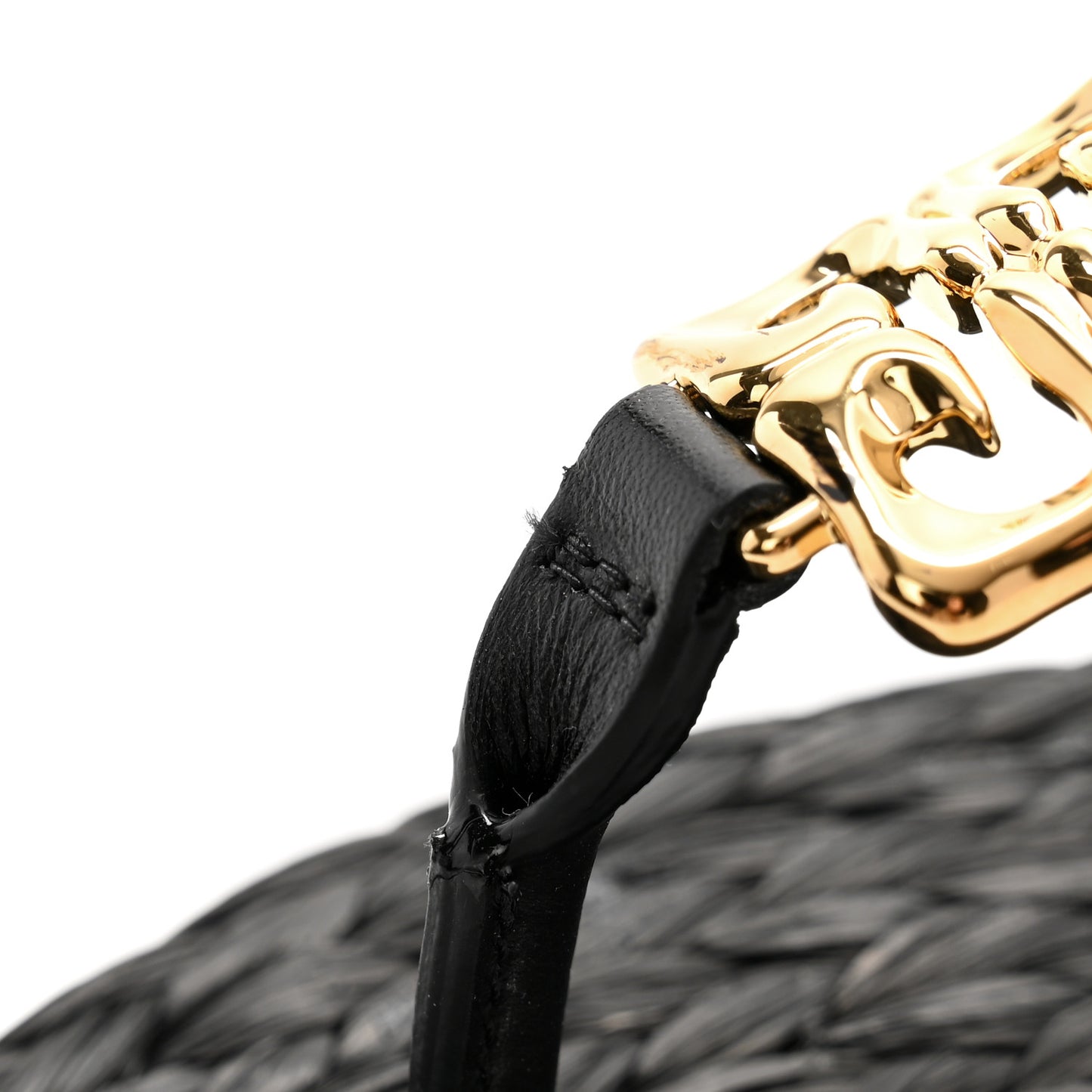 Calfskin Raffia 4G Liquid Tong Sandals 35 Black