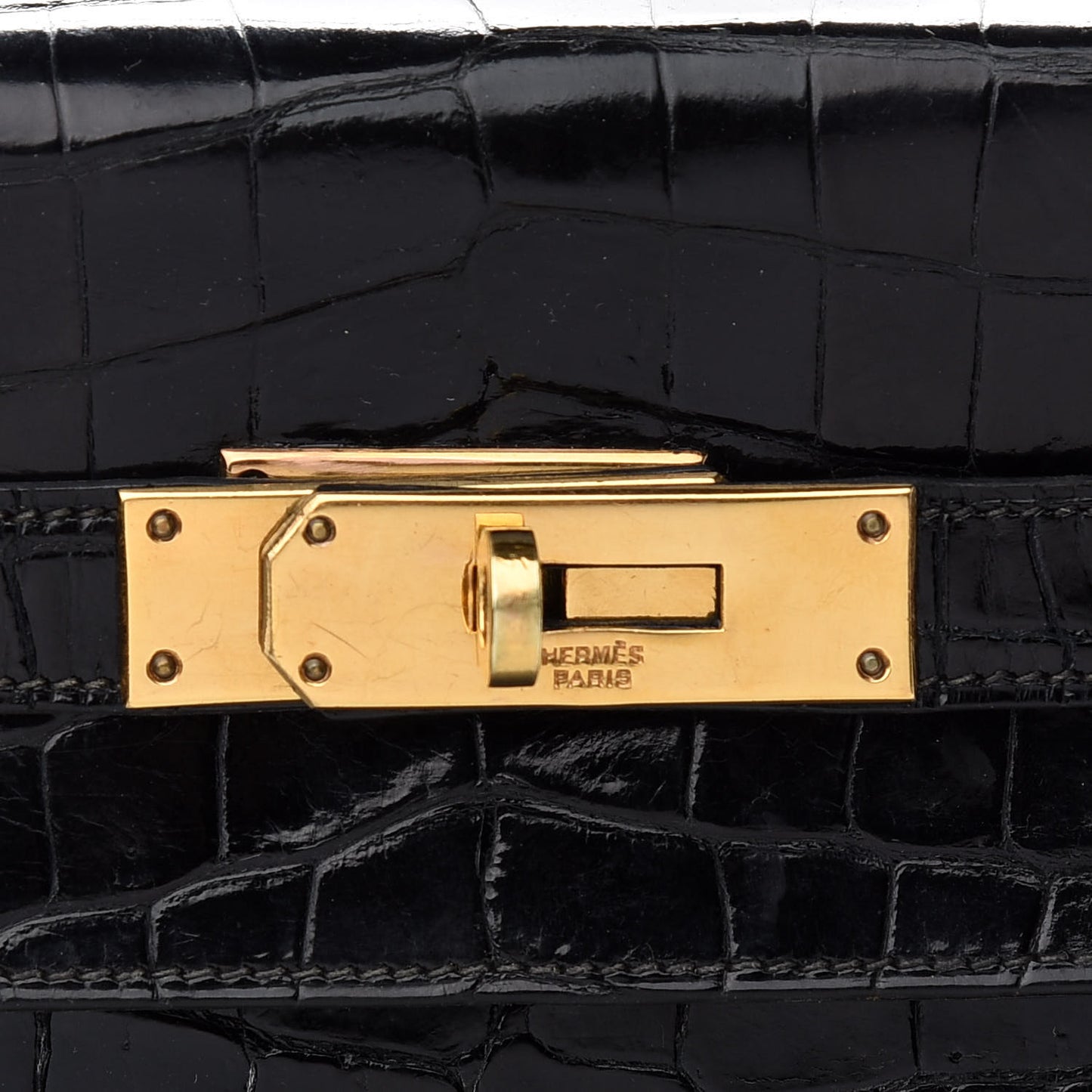 Shiny Porosus Crocodile Kelly Sellier 32 Black