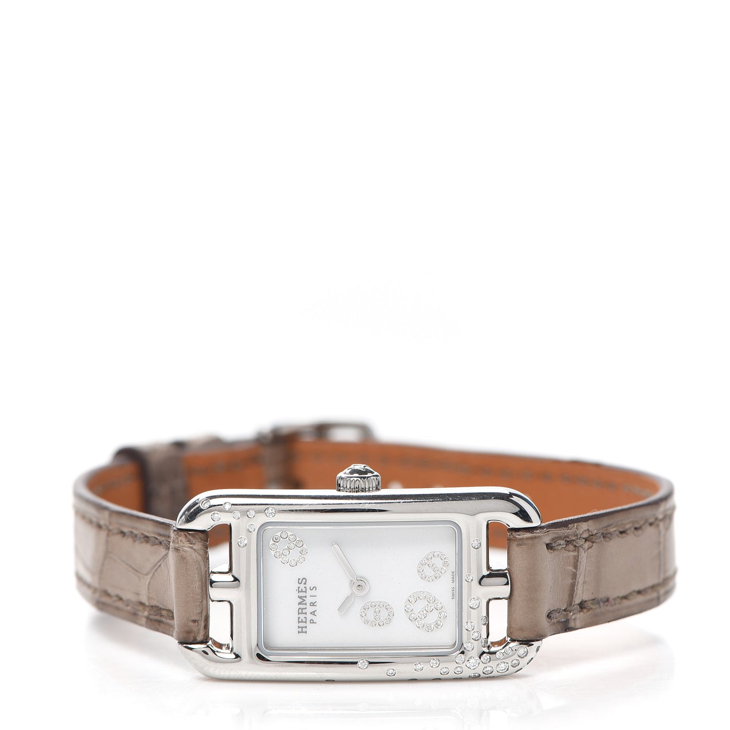 Stainless Steel Alligator Diamond 17mm Nantucket Quartz Watch Etoupe