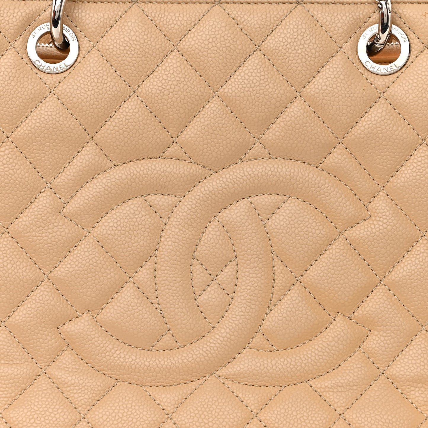 Caviar Quilted Grand Shopping Tote GST Beige