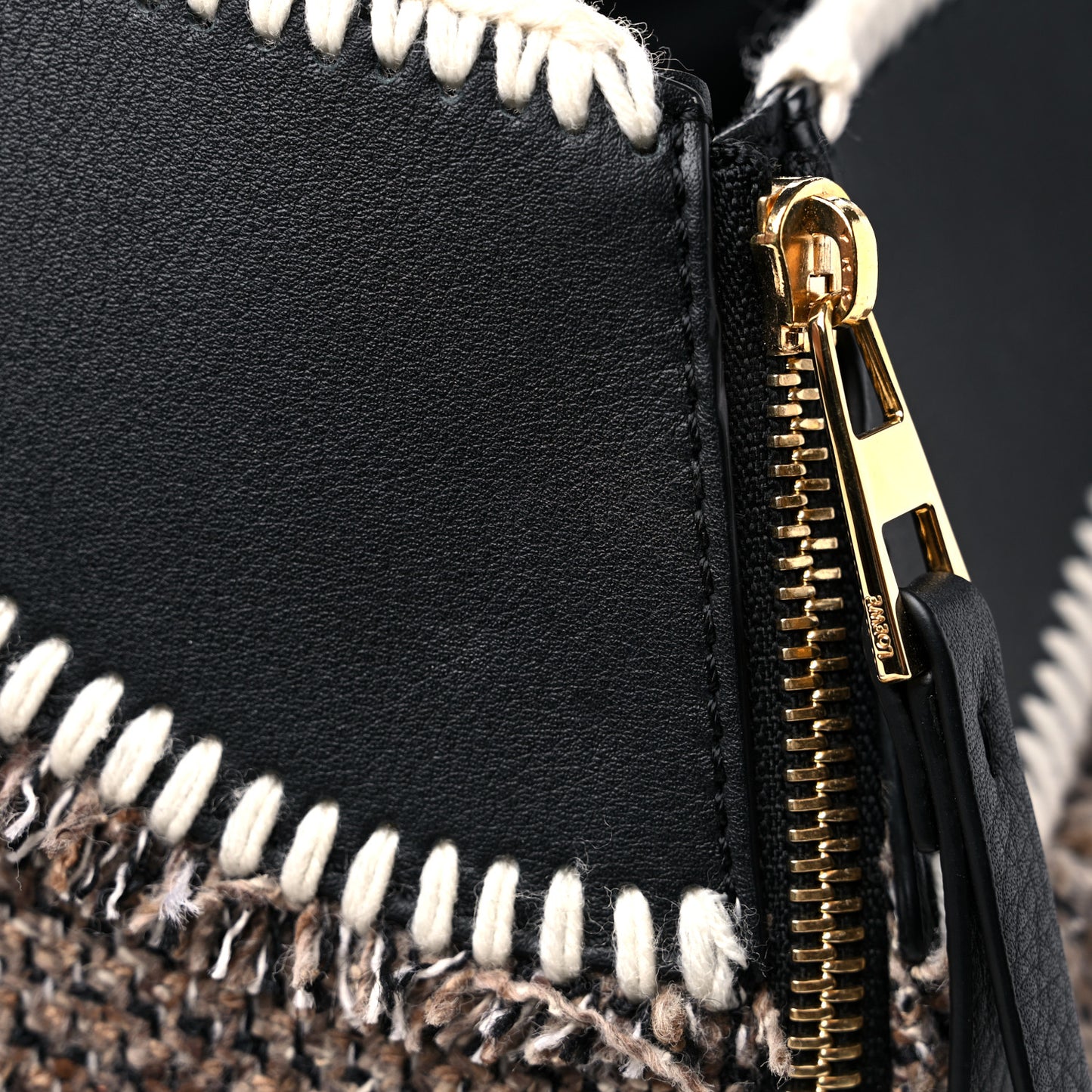 Calfskin Tweed Small Hammock Shoulder Bag Tan Black