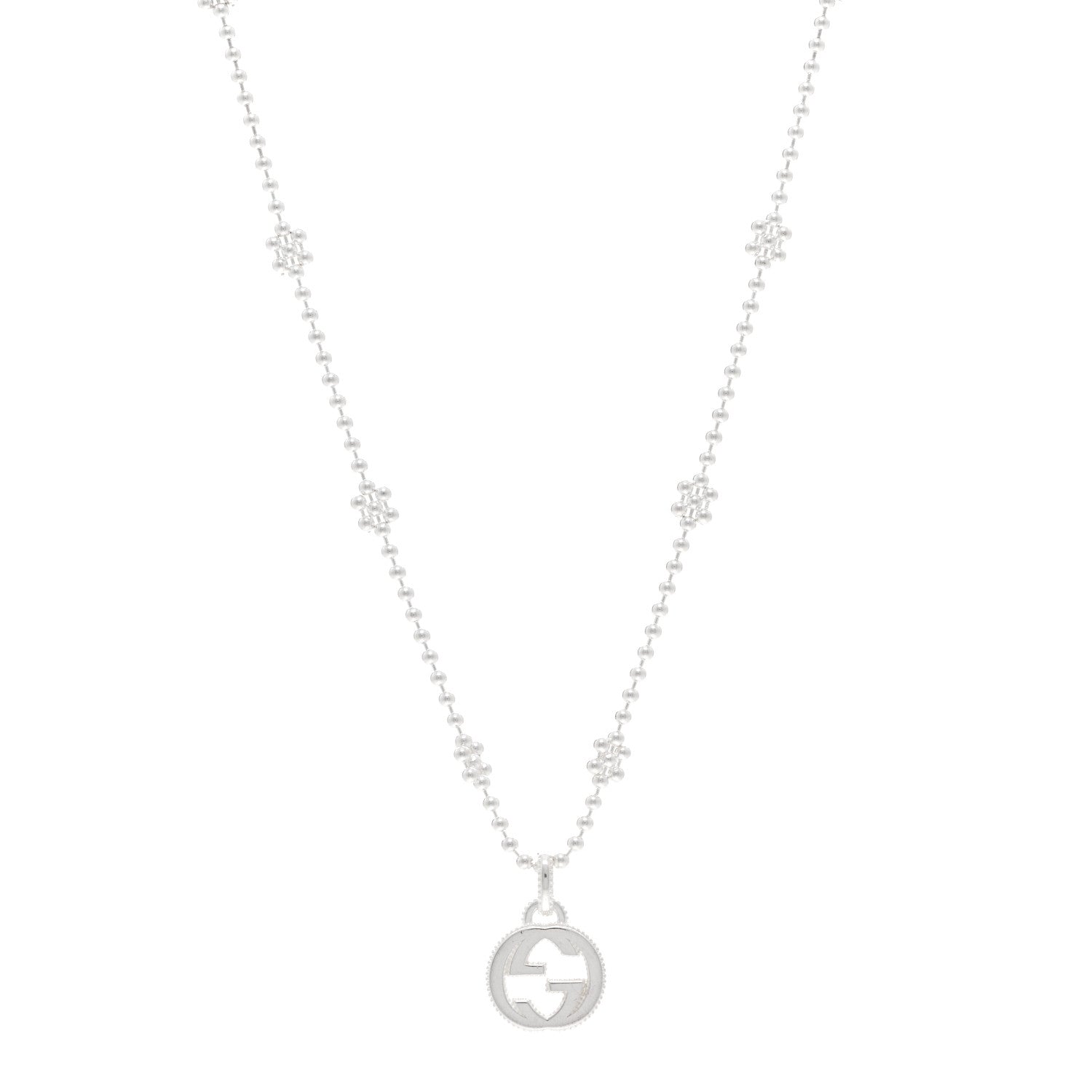 Gucci Sterling Silver Interlocking G Beaded Cluster Pendant Necklace 1 of 4