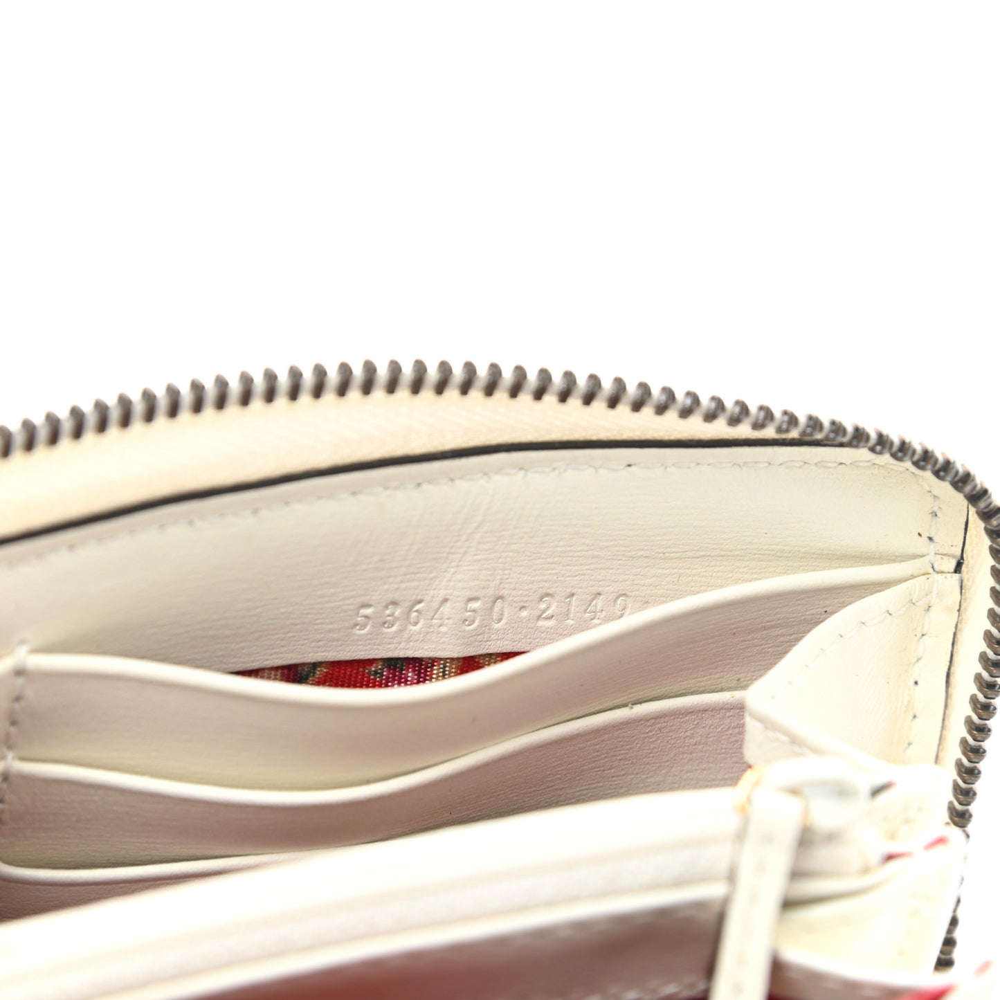 Calfskin Web Trapuntata GG Zip Around Wallet Off White