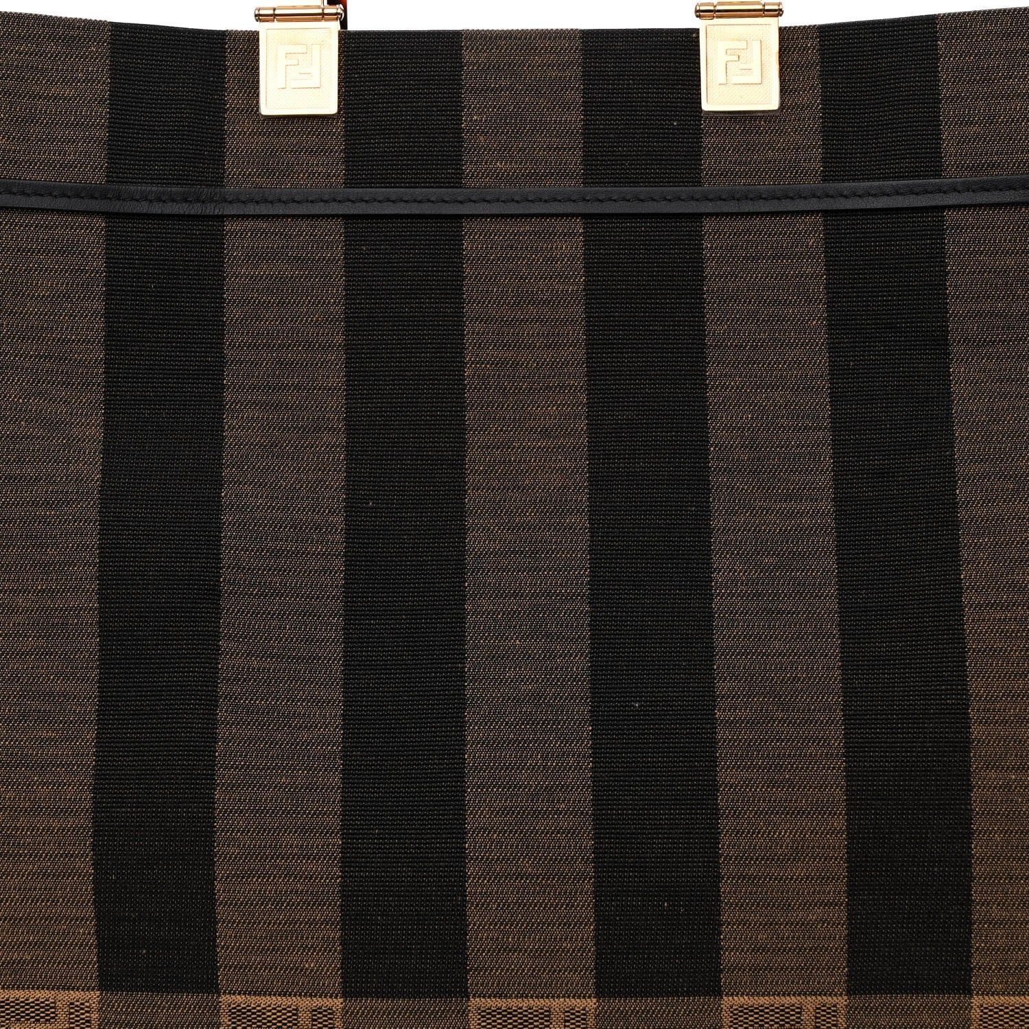 Fendi Fabric Jacquard Vitello Seta Plexiglass Pequin Gingham Large Fendi Sunshine Shopper Tote Tobacco Moro Black 8 of 10