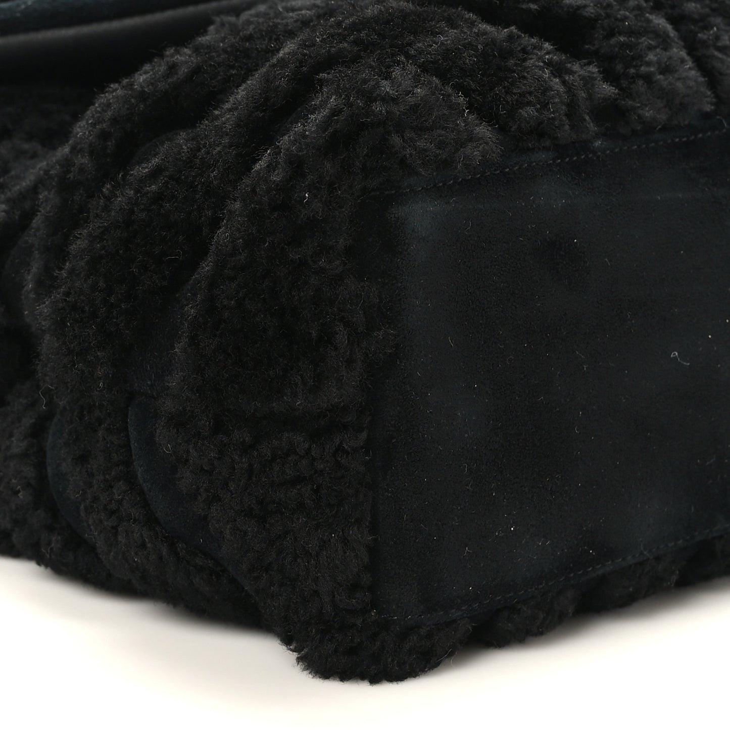Shearling Y Quilted Monogram Medium Loulou Chain Satchel Black