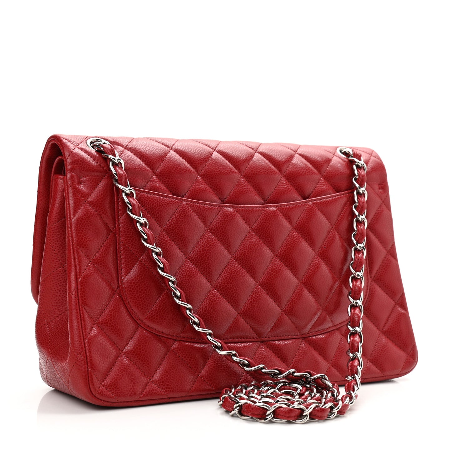 Caviar Quilted Jumbo Double Flap Red