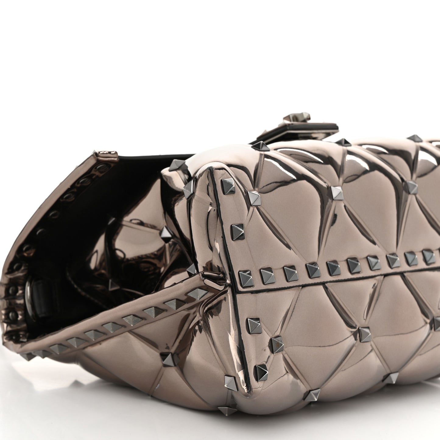 Metallic PVC Candystud Top Handle Bag Rutenio