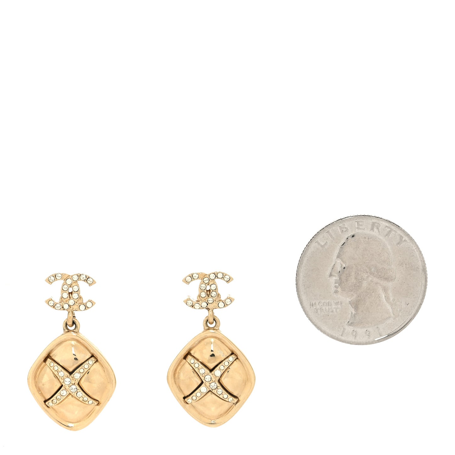 Crystal CC Drop Earrings Gold