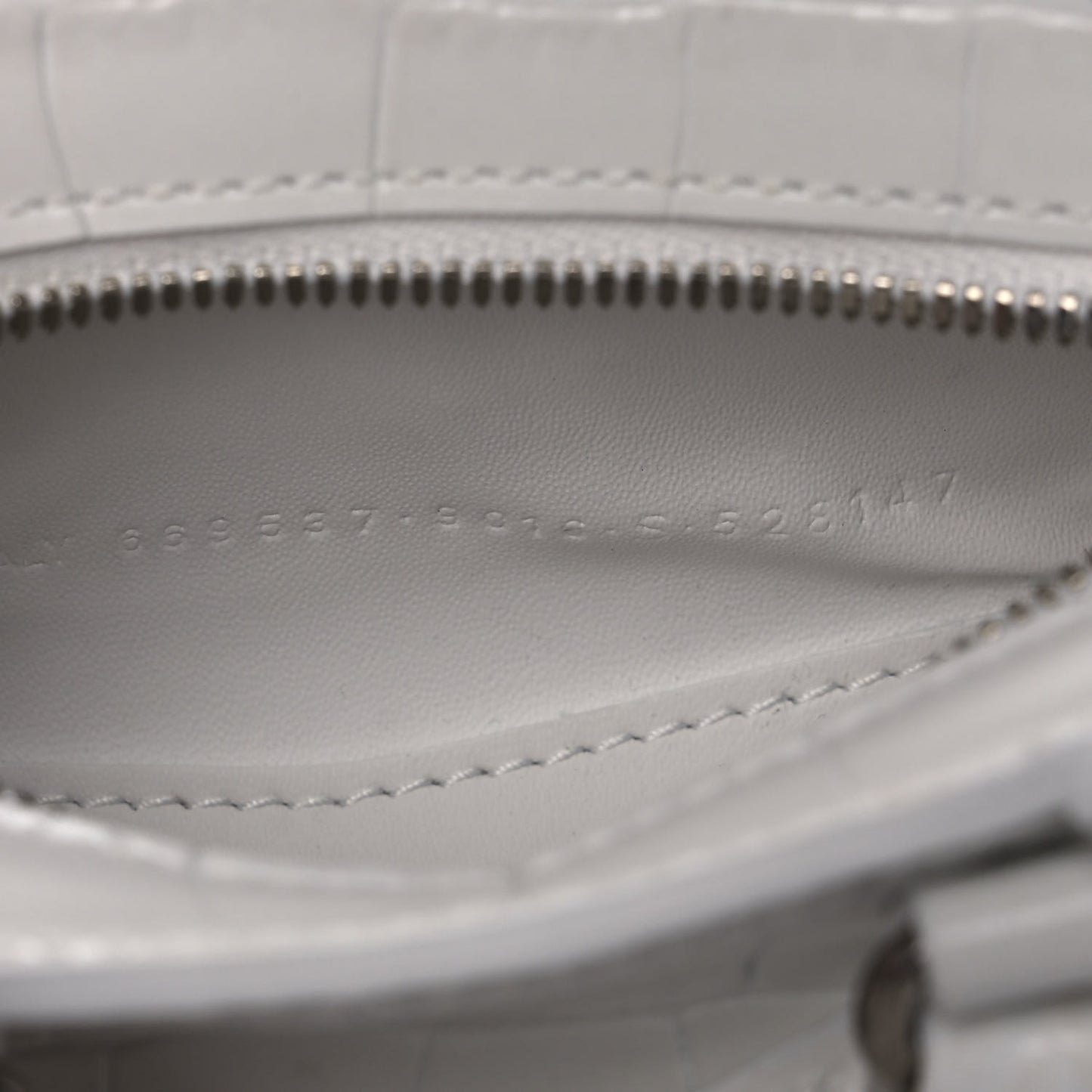 Extra Supple Calfskin Crocodile Embossed Neo Classic Silver Hardware Super Nano City Crossbody White