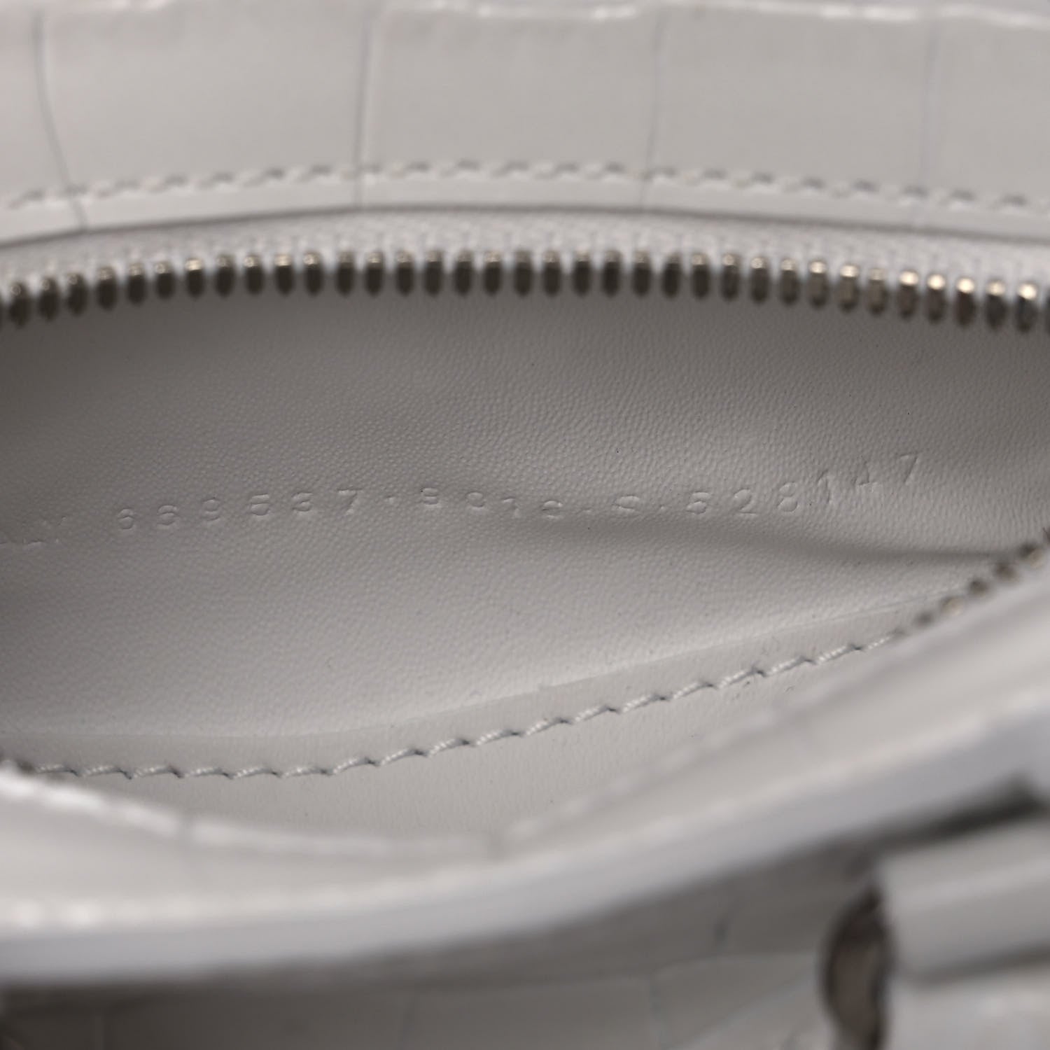 Balenciaga Extra Supple Calfskin Crocodile Embossed Neo Classic Silver Hardware Super Nano City Crossbody White 8 of 11